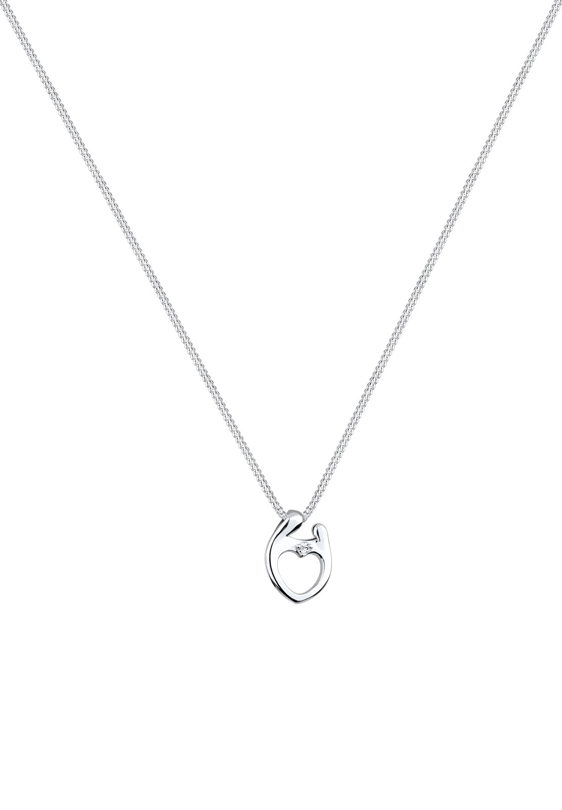 Elli Collierkettchen »Herz Mutter Kind Symbol Glas Kristall Weiß 925 Sterling Silber«