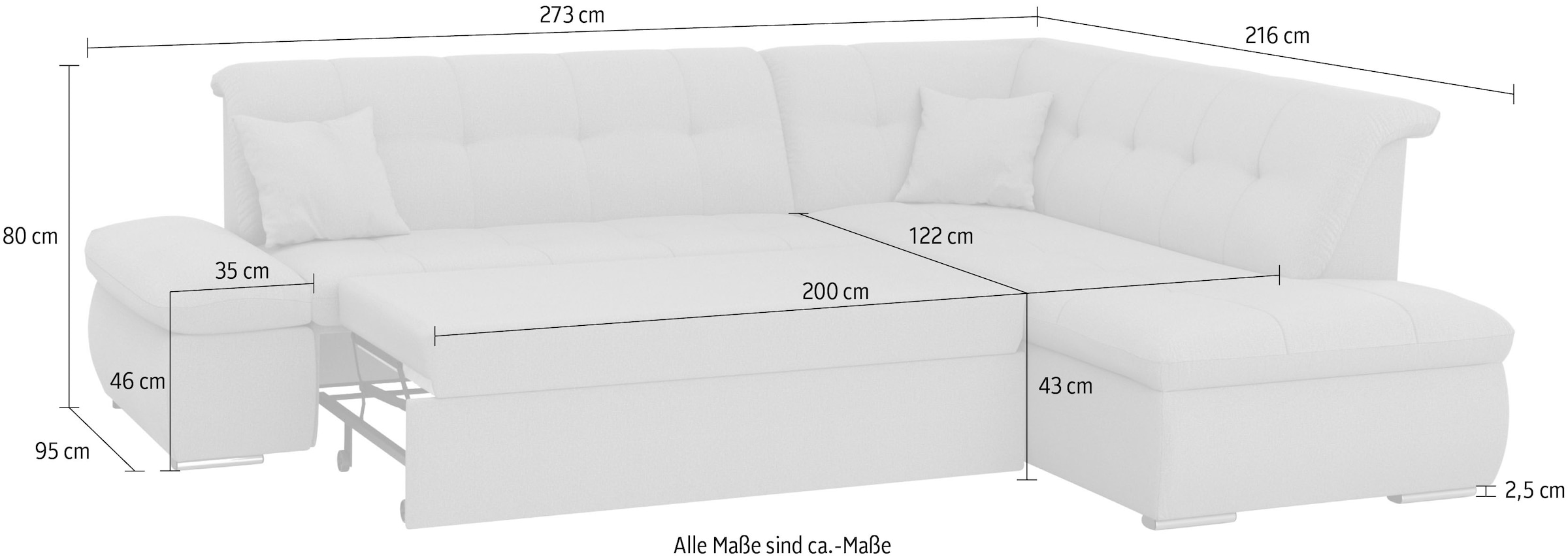 DOMO collection Ecksofa »Moric L-Form«, wahlweise mit Bettfunktion und Armlehnenverstellung, auch in Cord