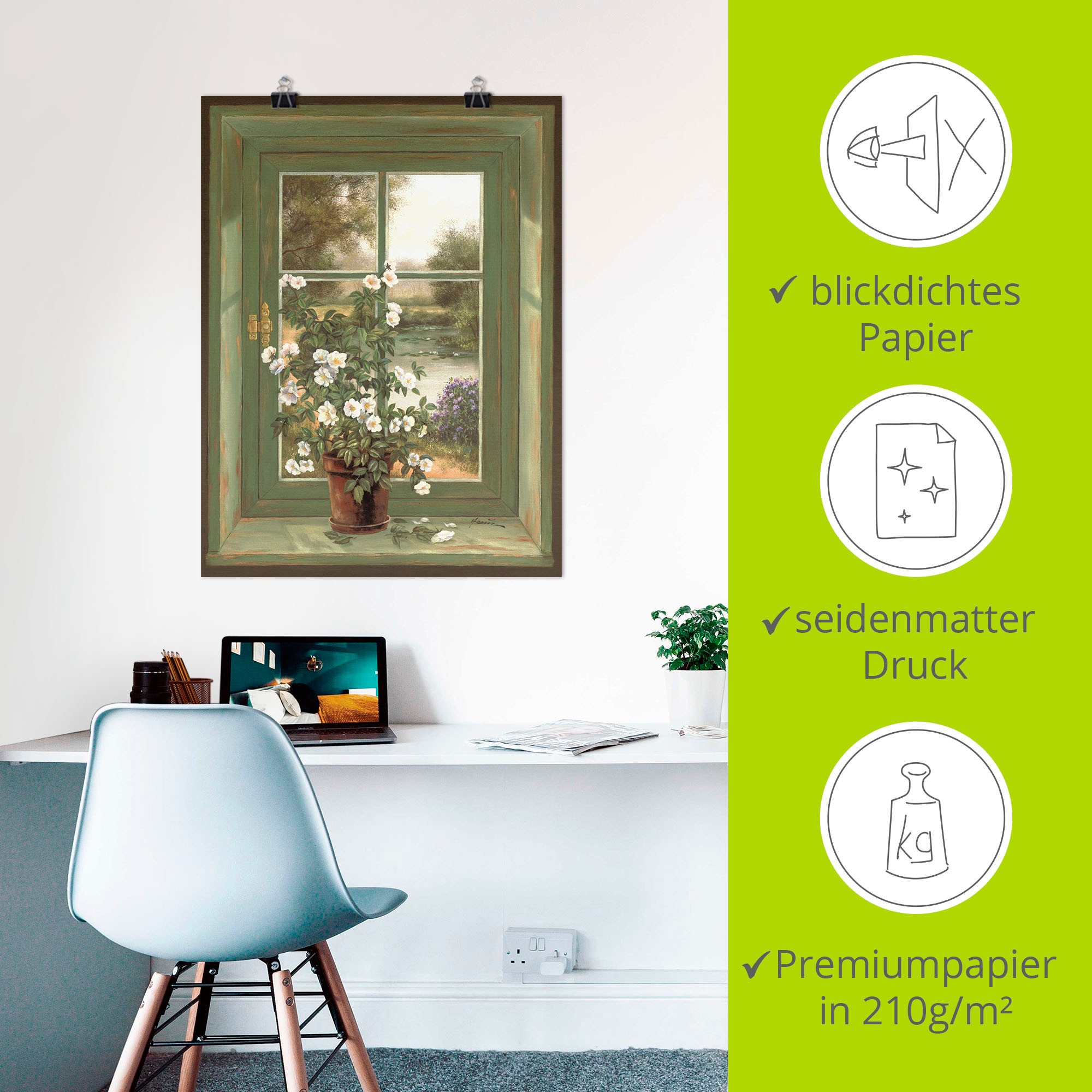 Artland Wandbild »Wildrosen am Fenster« Arrangements 1 Stk. tlg. als Alubild, Leinwandbild, Poster in verschied. Größen