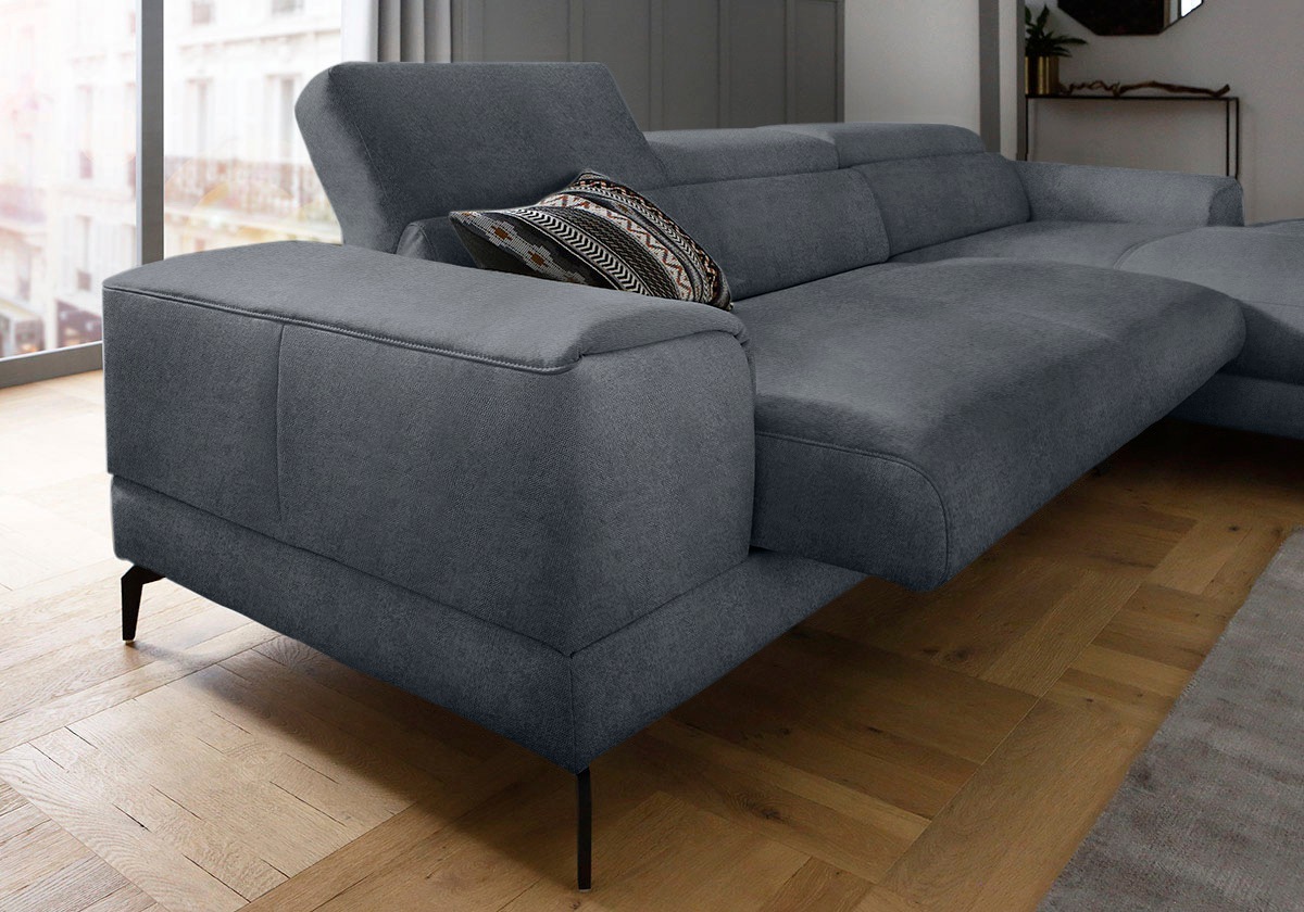 W.SCHILLIG Ecksofa »piedroo, Designsofa mit tollem Sitzkomfort, L-Form«, Kopfteilverstellung, wahlweise mit Sitztiefenverstellung, Breite 303cm