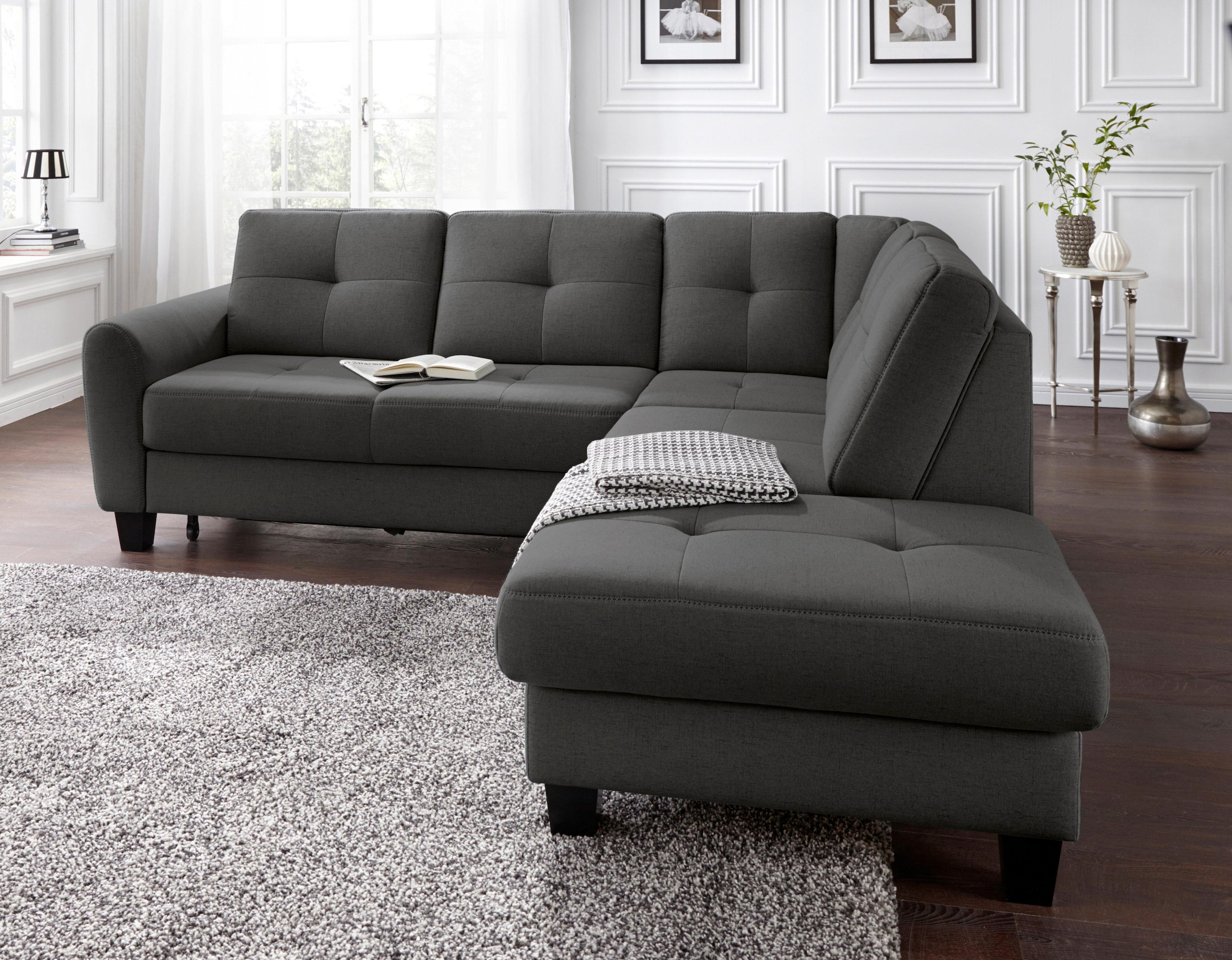 sit&more Ecksofa »Varese L-Form«, mit Federkern, wahlweise mit Bettfunktion günstig online kaufen