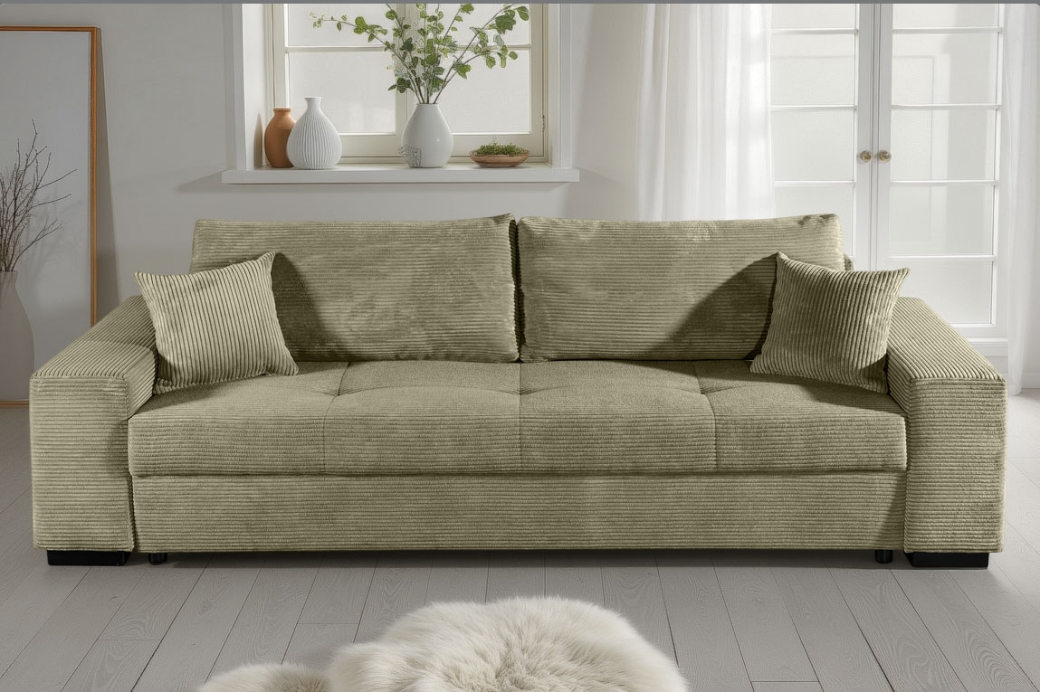 COLLECTION AB Schlafsofa »Kreta, B: 248 cm, Liegefl. 137x195 cm« Bettfunktion, Bettkasten & 2 Zierkissen, optional mit Topper