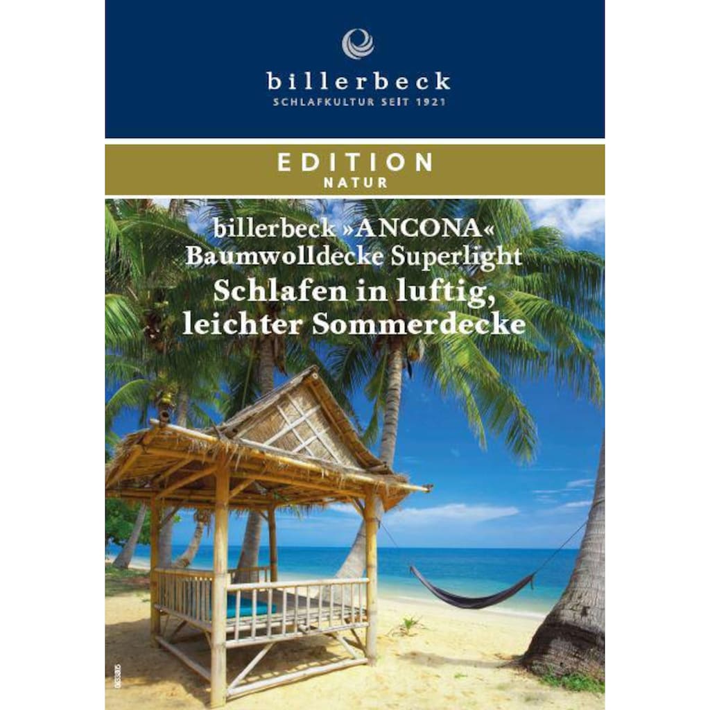 billerbeck Baumwollbettdecke »Ancona Superlight, Bettdecken für den Sommer, Decke«, leicht, Füllung 100% Baumwolle, Bezug 100% Baumwolle, (1 St.)