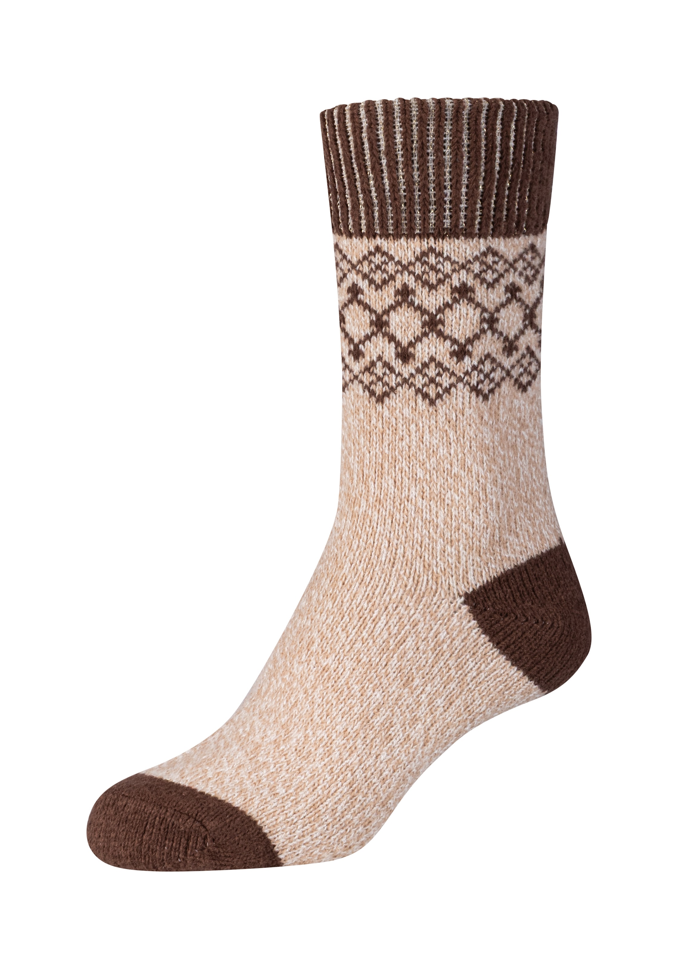 Camano Socken kuschelige Damen-Socken, mit Jacquardmuster, 4 Paar im Set