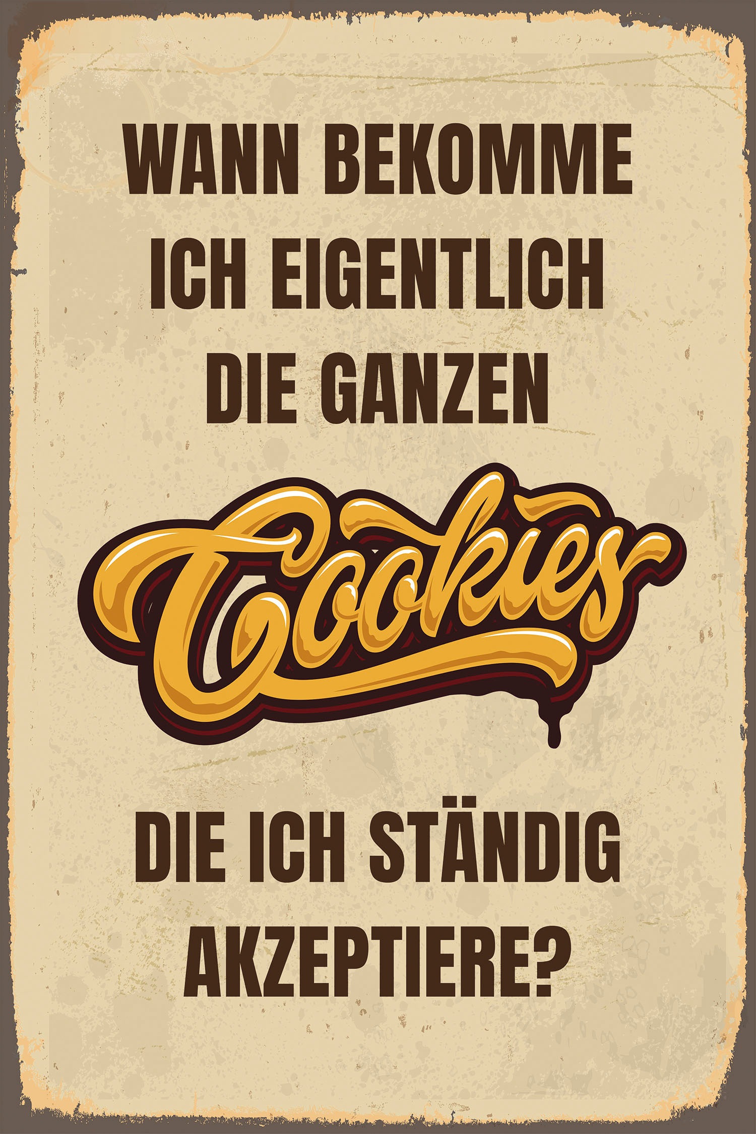 queence Metallbild »Cookies« Schriftzug | Schriftzüge 1 Stk. tlg. Stahlschilder