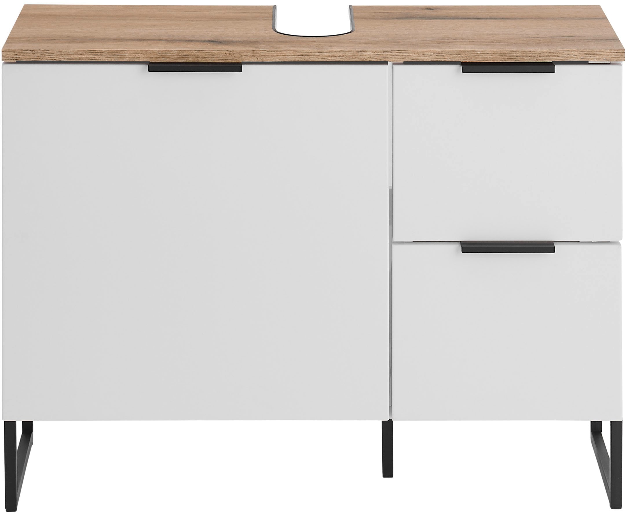 BASIC by Balculina Waschbeckenunterschrank »Denver Waschbeckenunterschrank, Badezimmerschrank BxHxT 80x60x35« 1 Stk. tlg. Breite 80 cm, Tür L/R montierbar, Softclose