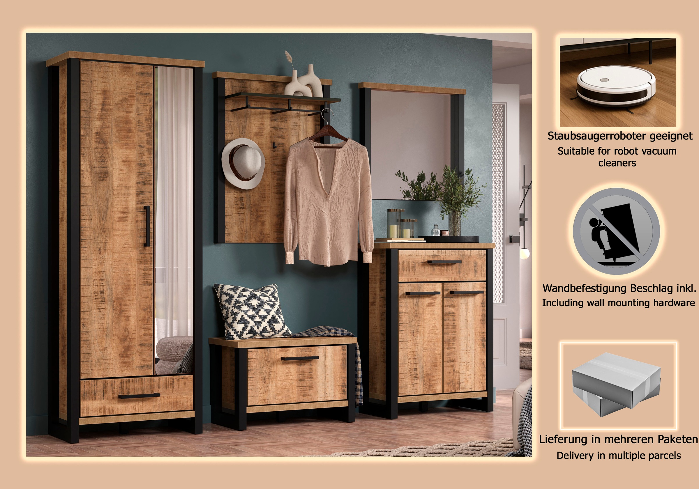 Home affaire Garderoben-Set »Elda« Komplett-Set, 5 Stk. tlg.