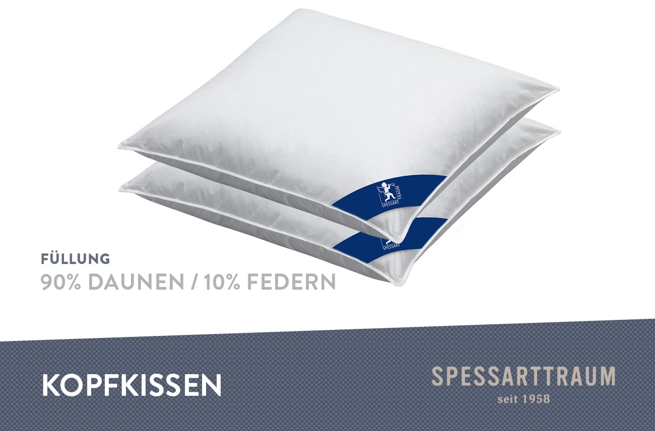 SPESSARTTRAUM Daunenkissen »Kissen-Set FIRST CLASS«, Füllung: 90% Daunen, 10%Federn, Bezug: 100% Baumwolle, (Spar-Set, 2 St.), Kopfkissen in verschiedenen Größen erhältlich, im Set günstiger