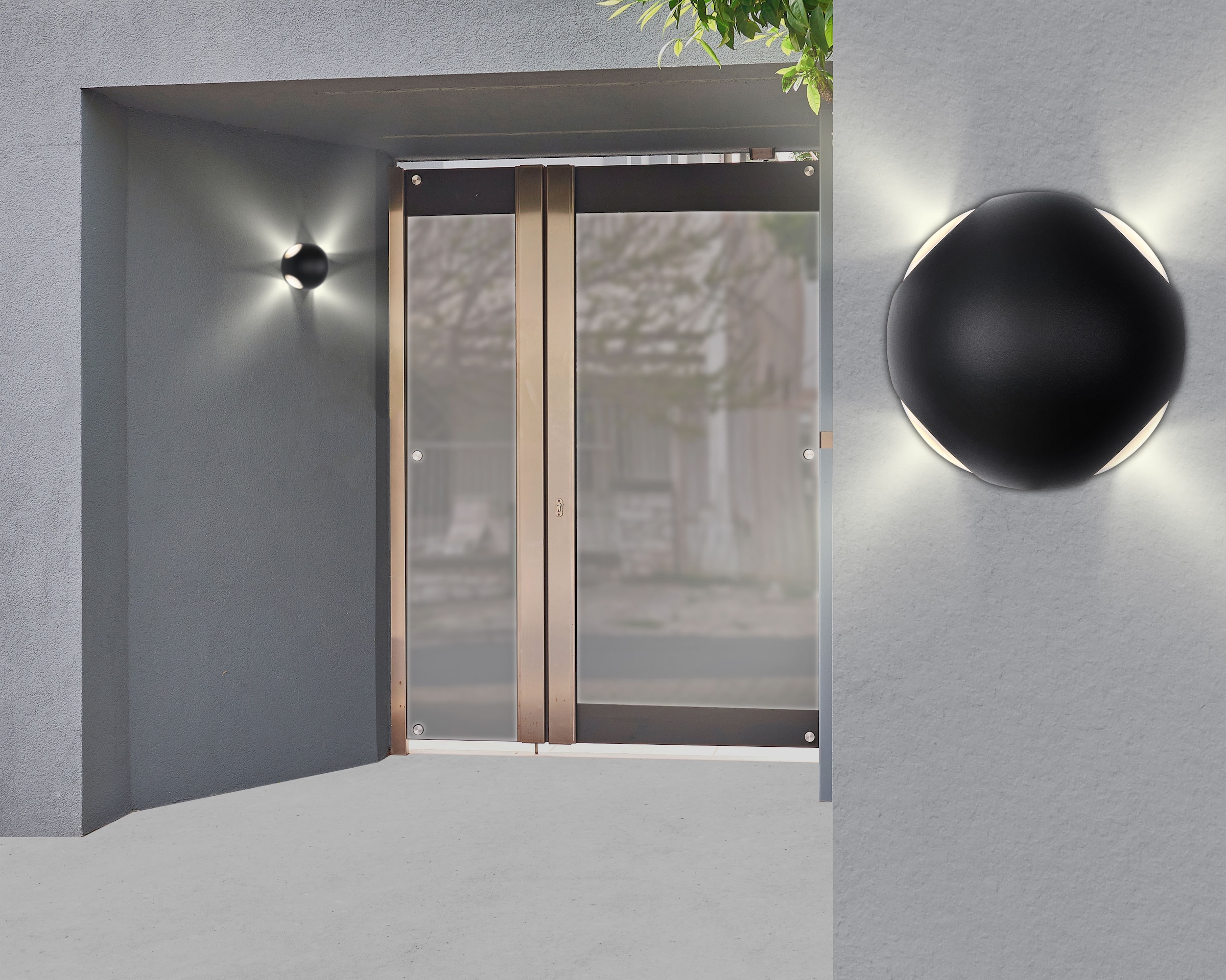GLOBO LIGHTING LED Außen-Wandleuchte »SLICE«, Leuchtmittel LED-Modul | LED fest integriert, Außenbereich/IP54/3000K/Lichteffekt in vier Richtungen