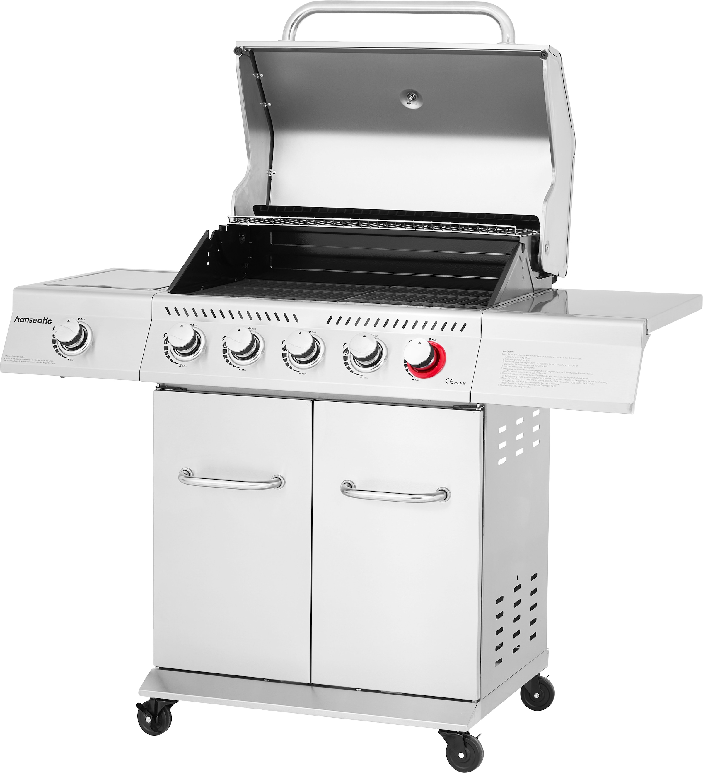 Hanseatic Gasgrill »Richland, 5 Brenner (inkl. Turbobrenner) + Seitenbrenner 21,5kw Gesamt« inkl. 3 Jahre Herstellergarantie