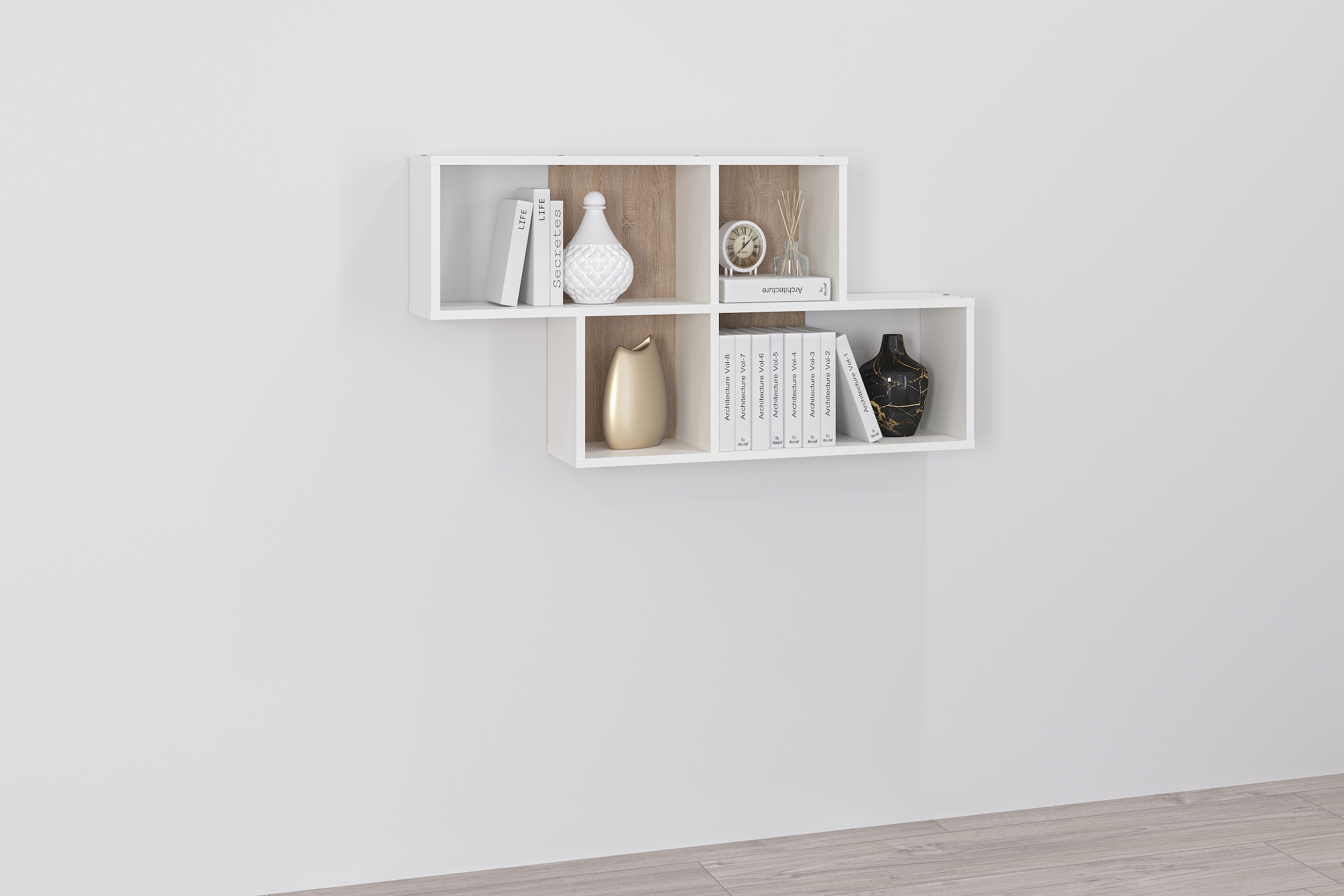 FMD Wandregal »Nora« Regal kompakt für Bücher und Accessoires, 100 cm breit, 53 cm hoch