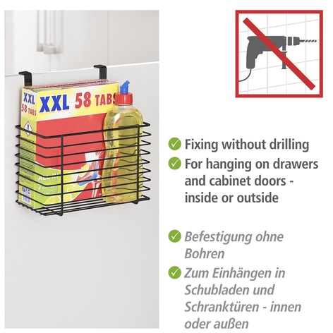 WENKO Einhängekorb, zum Einhängen an Schubladen und Schranktüren, Befestigung ohne Bohren
