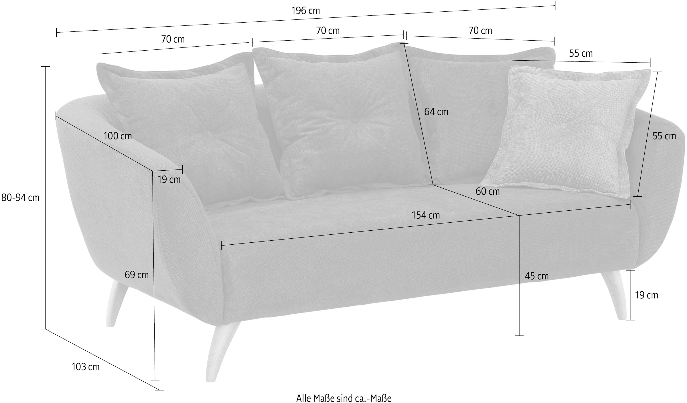 Home affaire 2,5-Sitzer »Baggio modern und romantisches Design, bequem«, Zierkissen inklusive