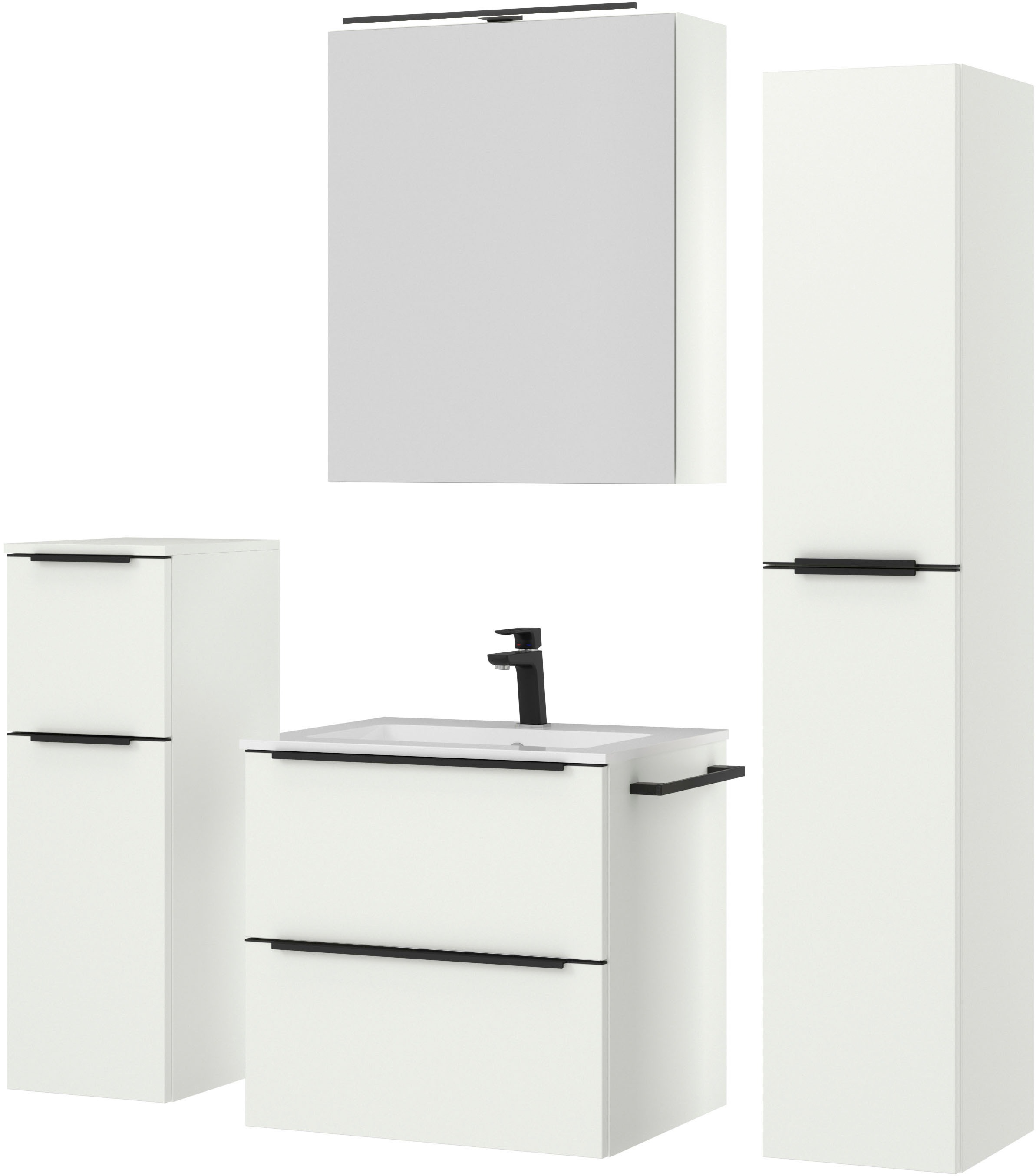 nobilia® Badmöbel-Set »Levere« vormontiert, mit Soft-Close, 4 Stk. tlg.