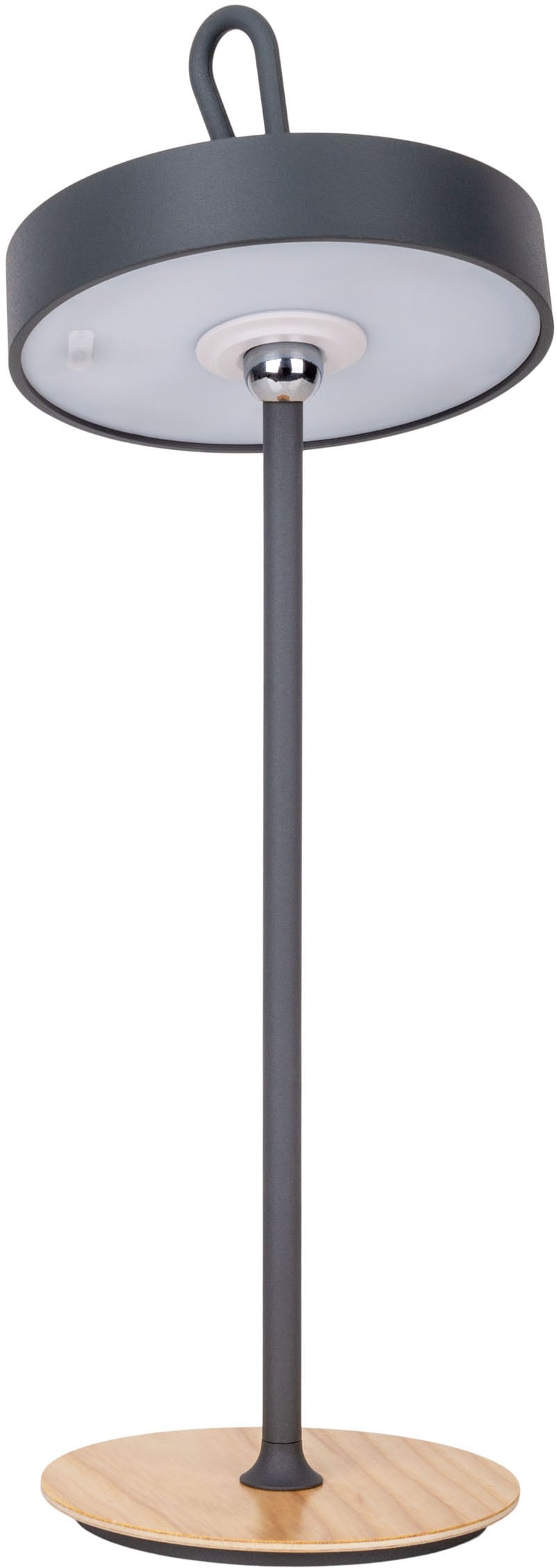 my home LED Tischleuchte »Charmont mit Holzfuß, abnehmbares Kopfteil als Hängeleuchte verwendbar« LED-Modul 1 Stk. Warmweiß aufladbar, inkl Akku + USB Kabel, Kopfteil magnetisch, abnehmbar, Holz