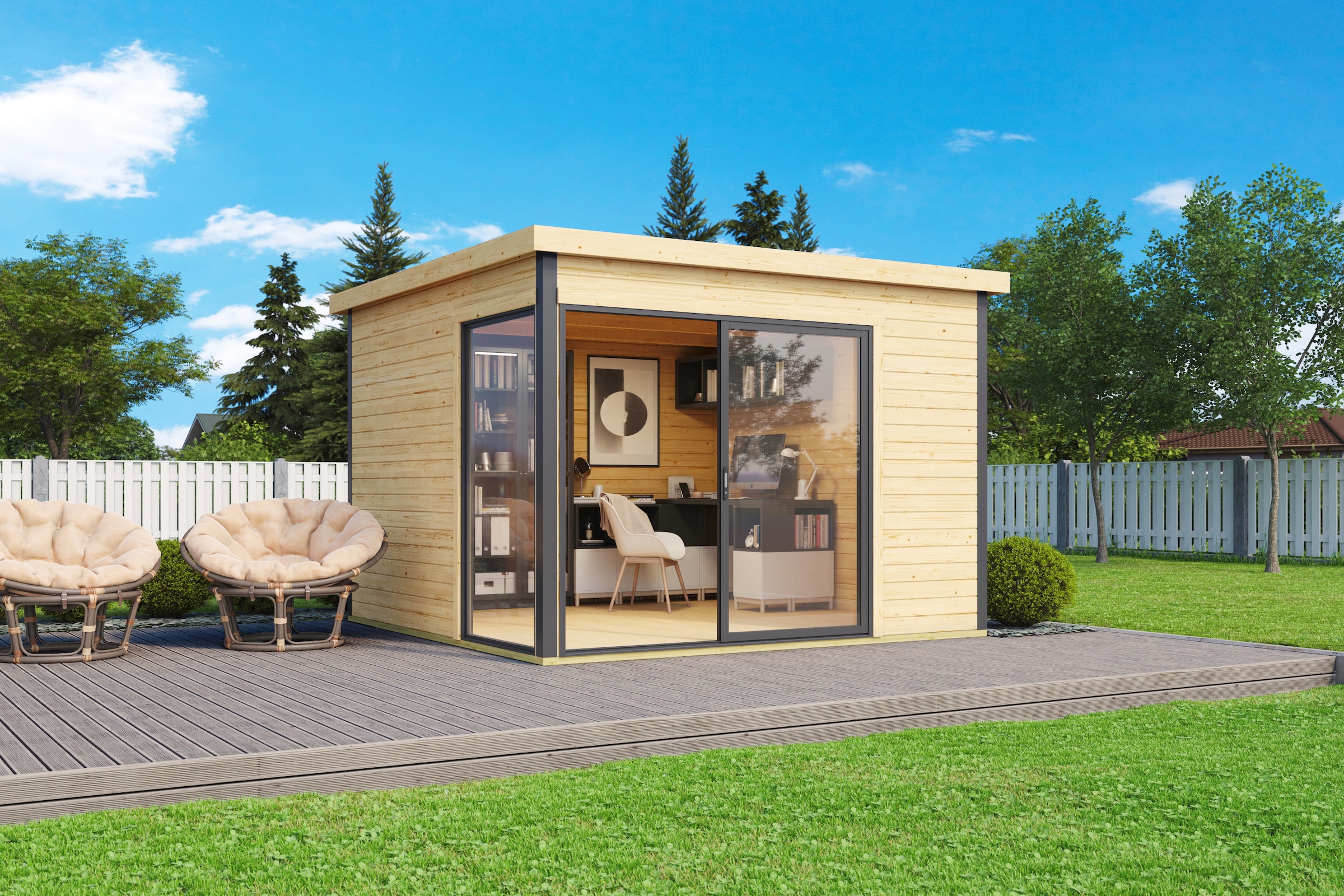 LASITA MAJA Gartenhaus »DOMEO 1 NATUR/ANTHRAZIT«, (Set), Fundamentmass 3000 x 3000, Naturbelassen