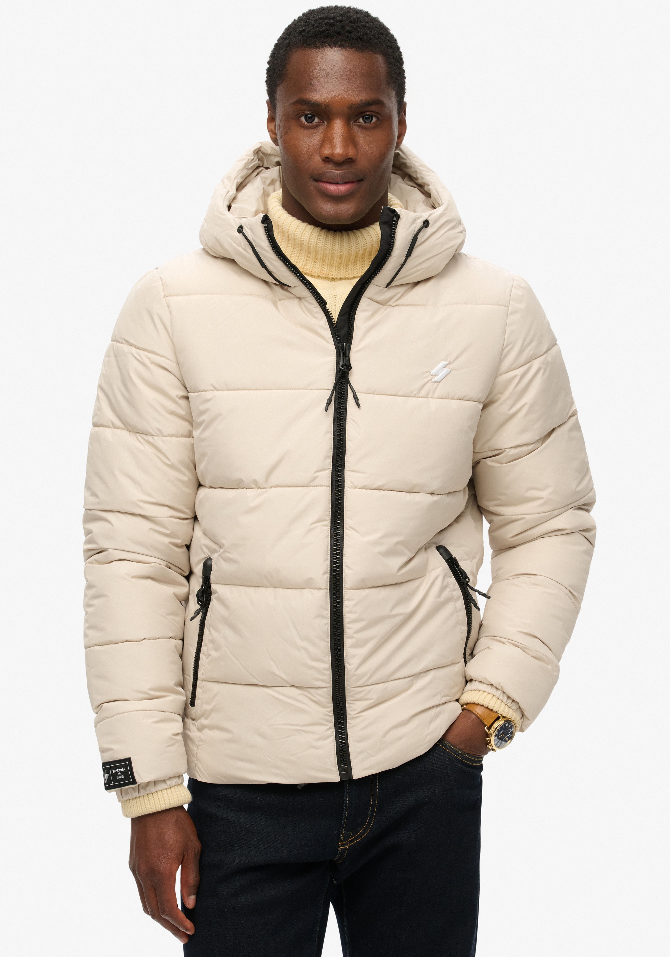 Superdry Steppjacke »HOODED SPORTS PUFFR JACKET« mitKapuze mit kontrastfarbener Stickerei