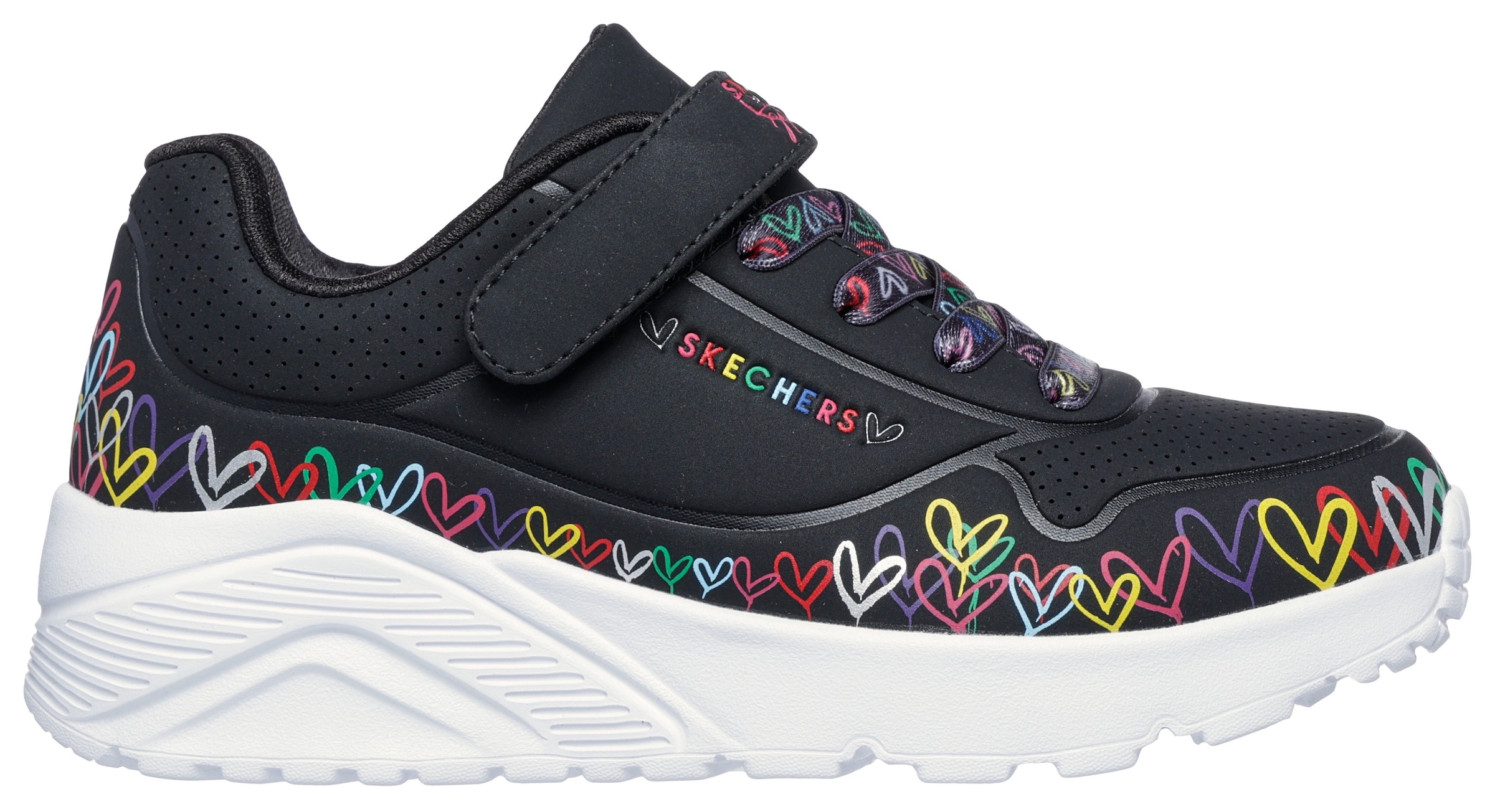 Skechers Sneaker »UNO LITE«, Klettschuh mit bunten Herzen, Größenschablone zum Download