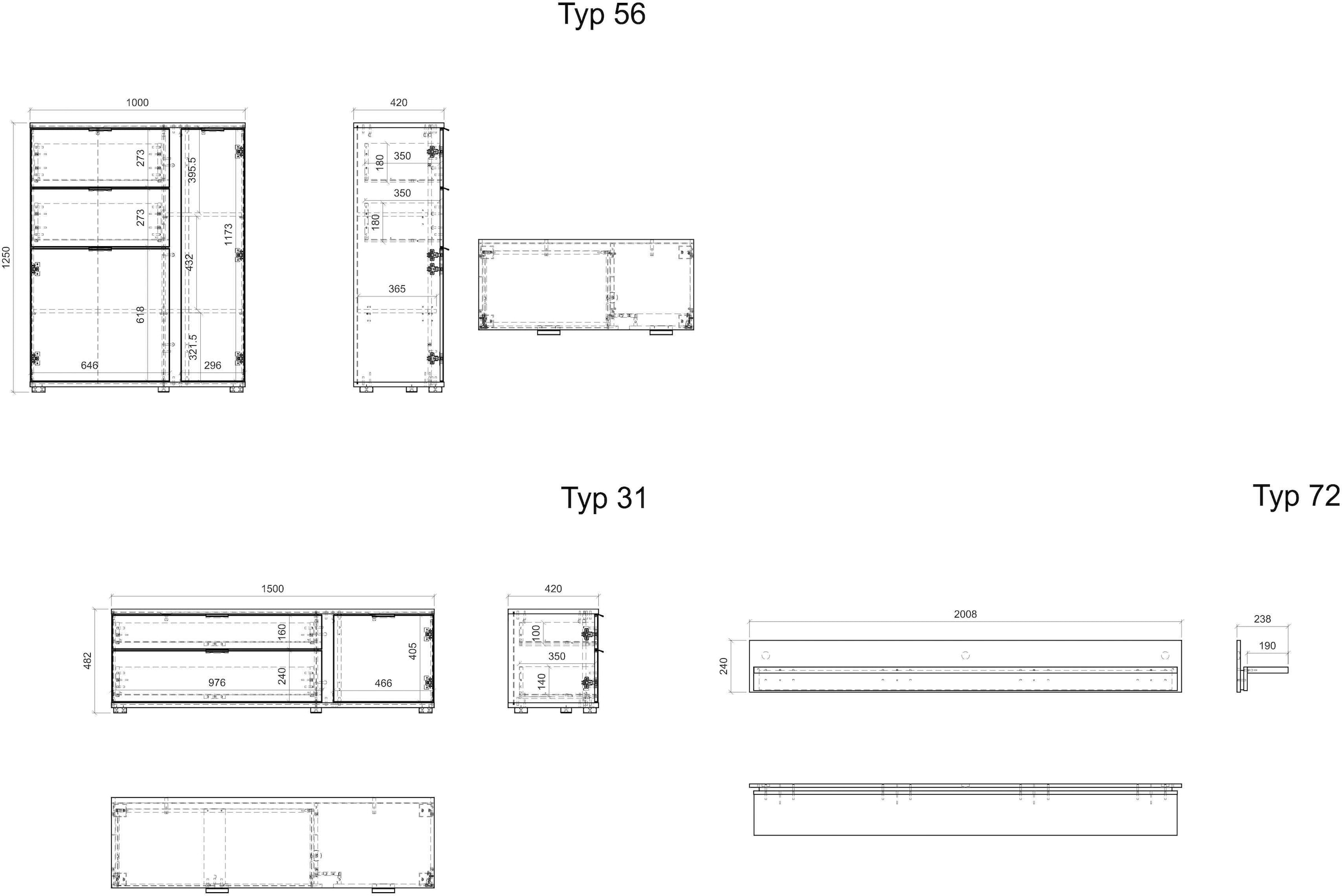 INOSIGN Wohnwand »LONG ISLAND«, (Set, 3 St.), in moderner Trendfarbe,inklusive senkrechter Beleuchtung,Breite 260 cm
