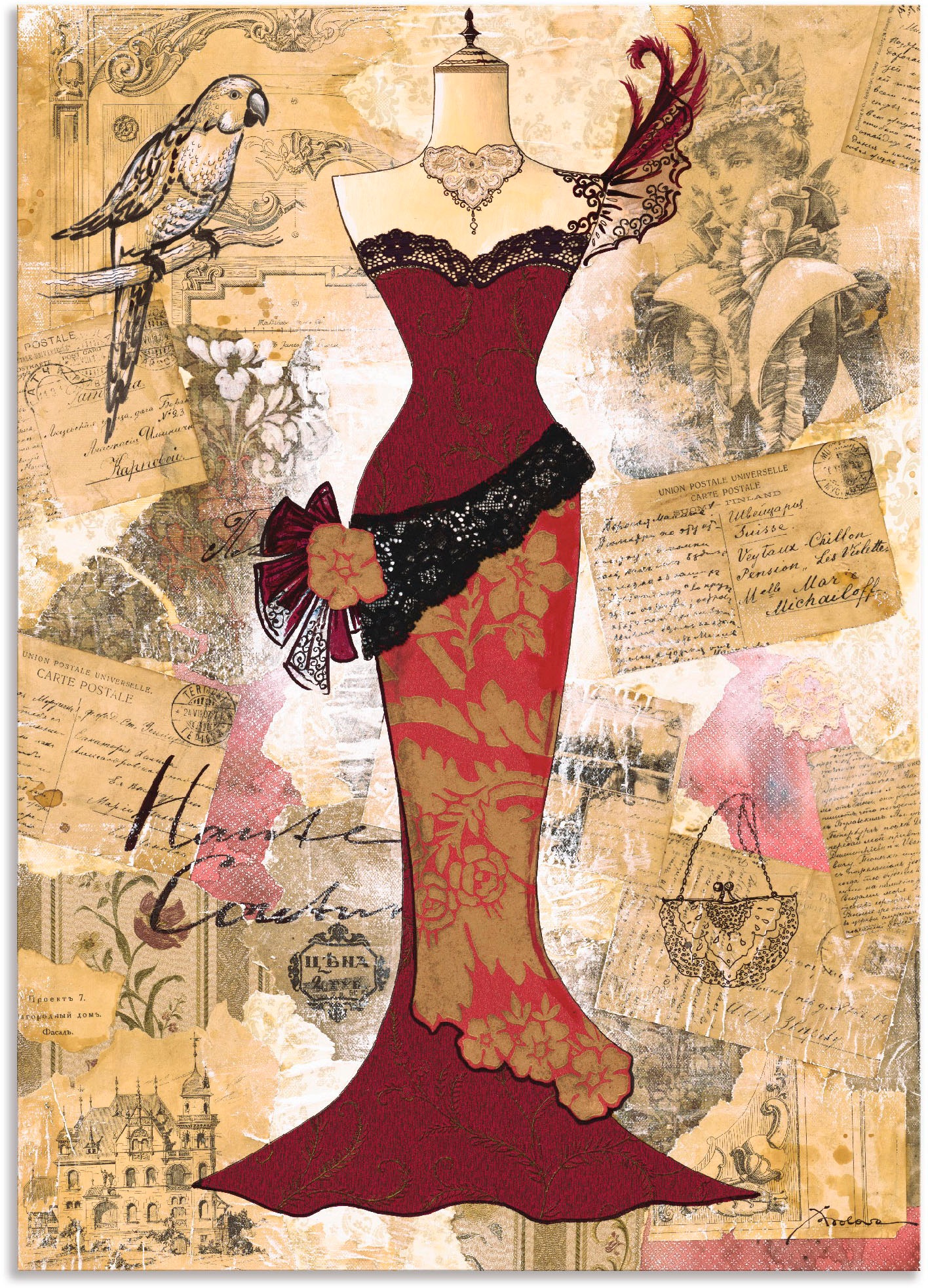 Artland Wandbild »Antikes Kleid - Collage«, Mode, (1 St.), als Alubild, Out günstig online kaufen