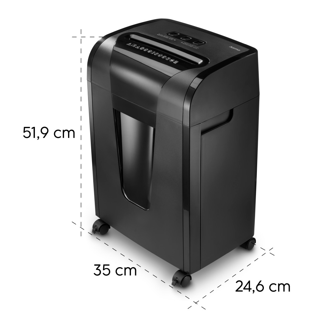 Hama Aktenvernichter »Aktenvernichter Mikroschnitt (Papier + Plastik, Korb, 10 Blatt, P5)«, Mit Papierkorb, 2 x 12 mm Mini-Schnitzel, Automatik, Rücklauf