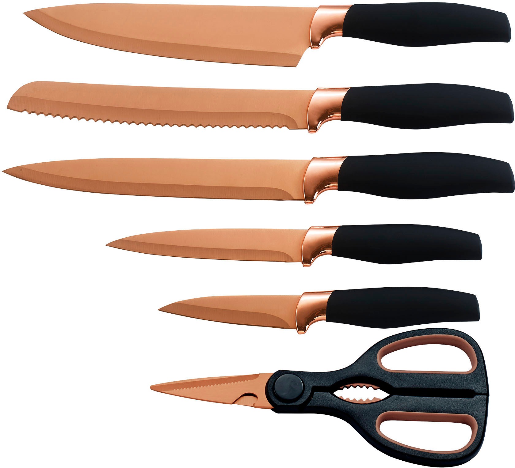 KING Messer-Set »TITANIUM ROSÉ« 5 Küchenmesser, 1 Schere, beschichtete Mess günstig online kaufen