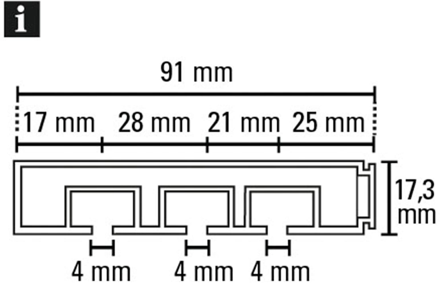 GARDINIA Vorhangschiene »GE mit Profil für Blendenbefestigung«, 3 läufig-läufig, mit Bohren, Holz, gebohrt für Deckenmontage