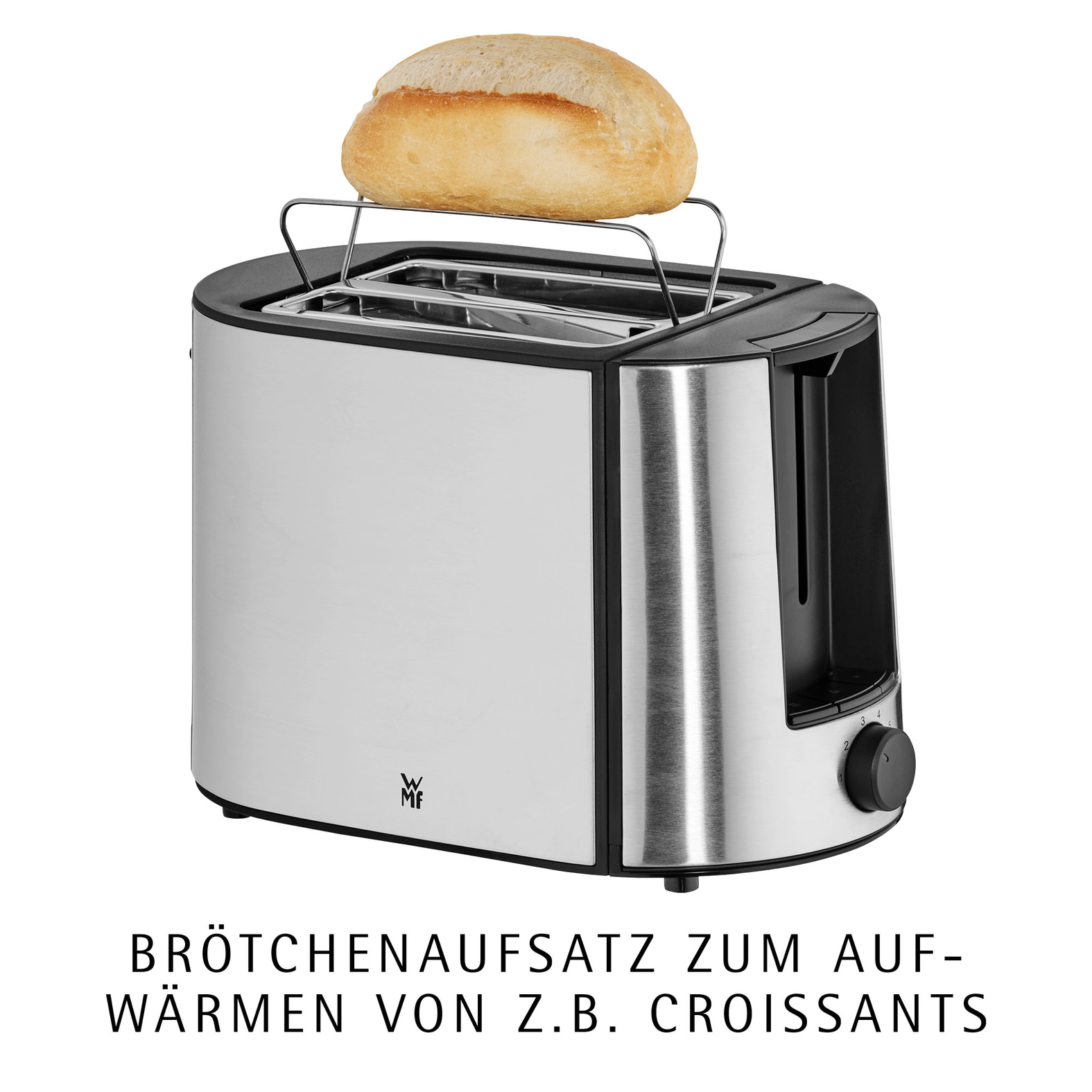 WMF Toaster »Bueno Pro, 2-Scheiben-Toaster mit integriertem Brötchenaufsatz« 2 kurze Schlitze für 2 Scheiben 870 W 6 Bräunungsstufen, Brotzentrierung, Krümelschublade, Cromargan Gehäuse