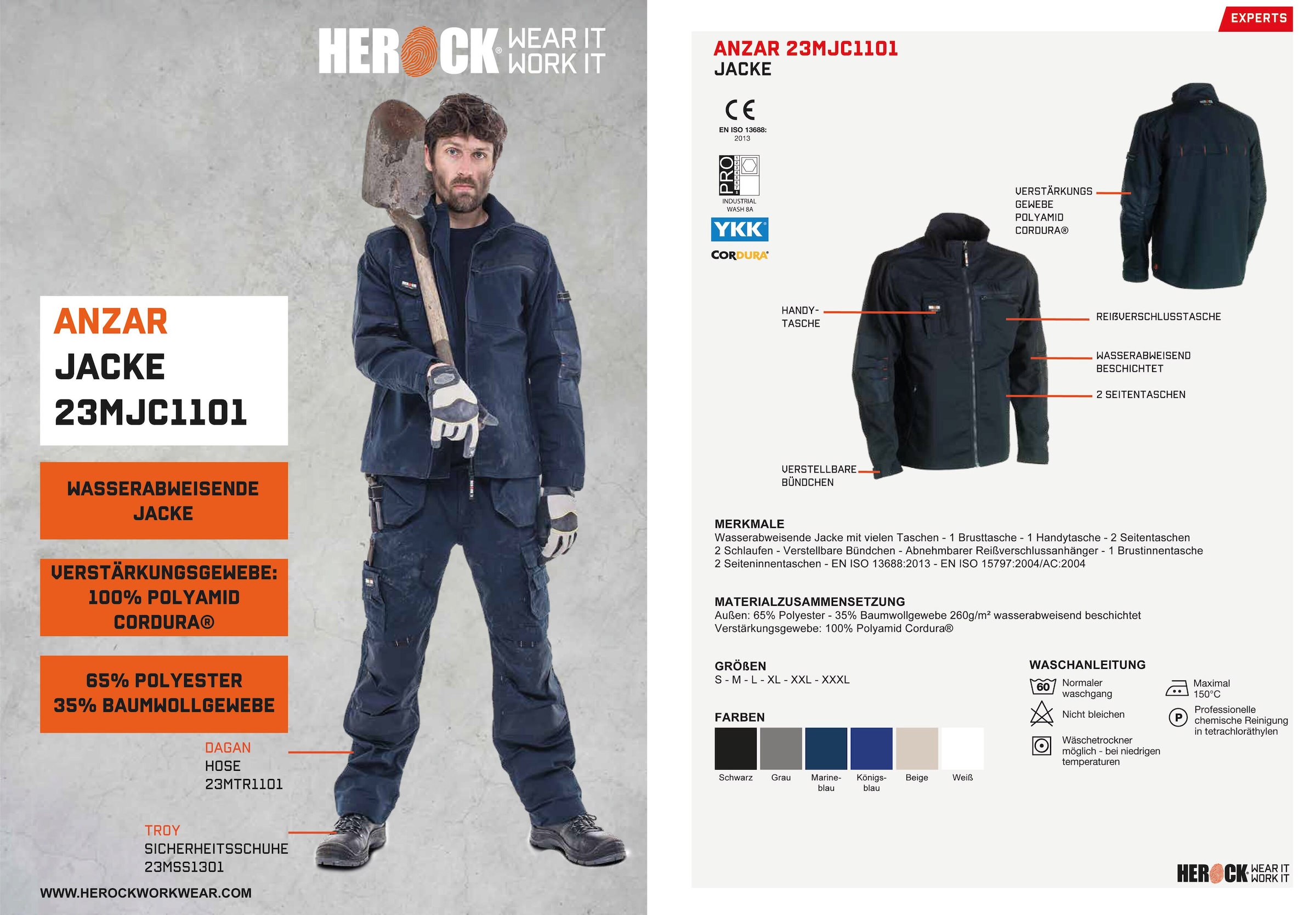 Herock Arbeitsjacke »Anzar Jacke«, 7 robust verstellbare Wasserabweisend online bestellen Bündchen Taschen - - 