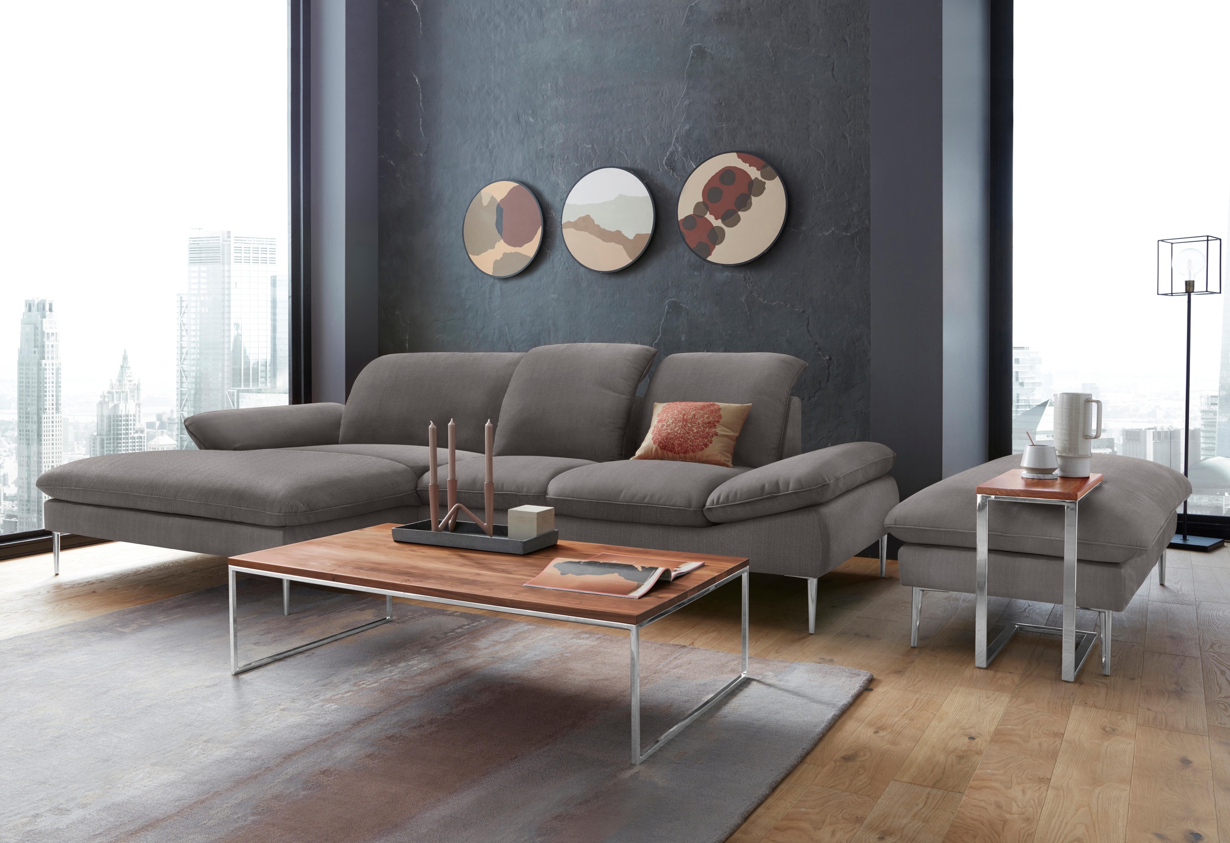 W.SCHILLIG Hocker »enjoy&MORE«, Füße Chrom glänzend, Breite 151 cm