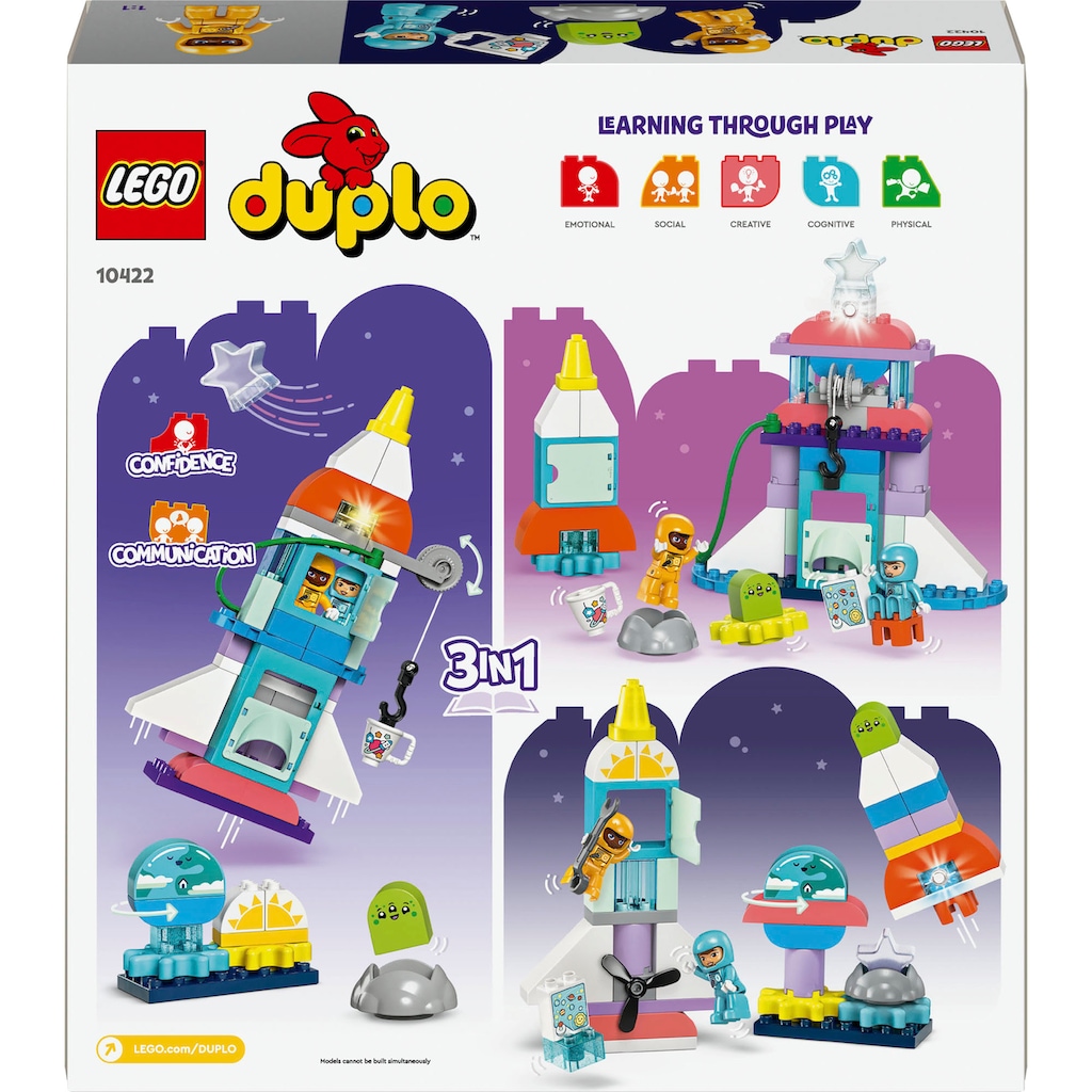LEGO® Konstruktionsspielsteine »3in1 Spaceshuttle für viele Abenteuer (10422), LEGO DUPLO Town«, (58 St.)