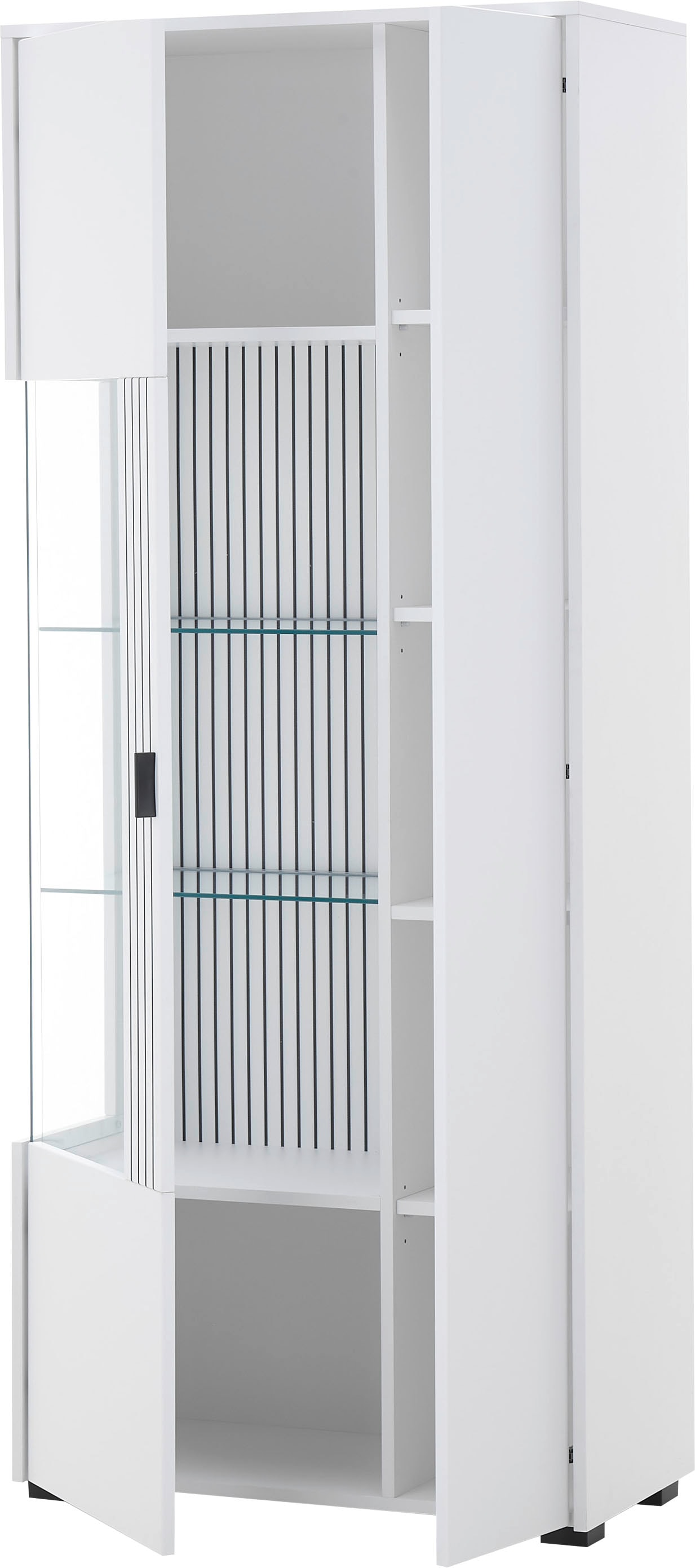 INOSIGN Vitrine »Hudson, Stauraumvitrine«, in moderner Trendfarbe, Griffe aus Metall (Schwarz), Höhe 180 cm