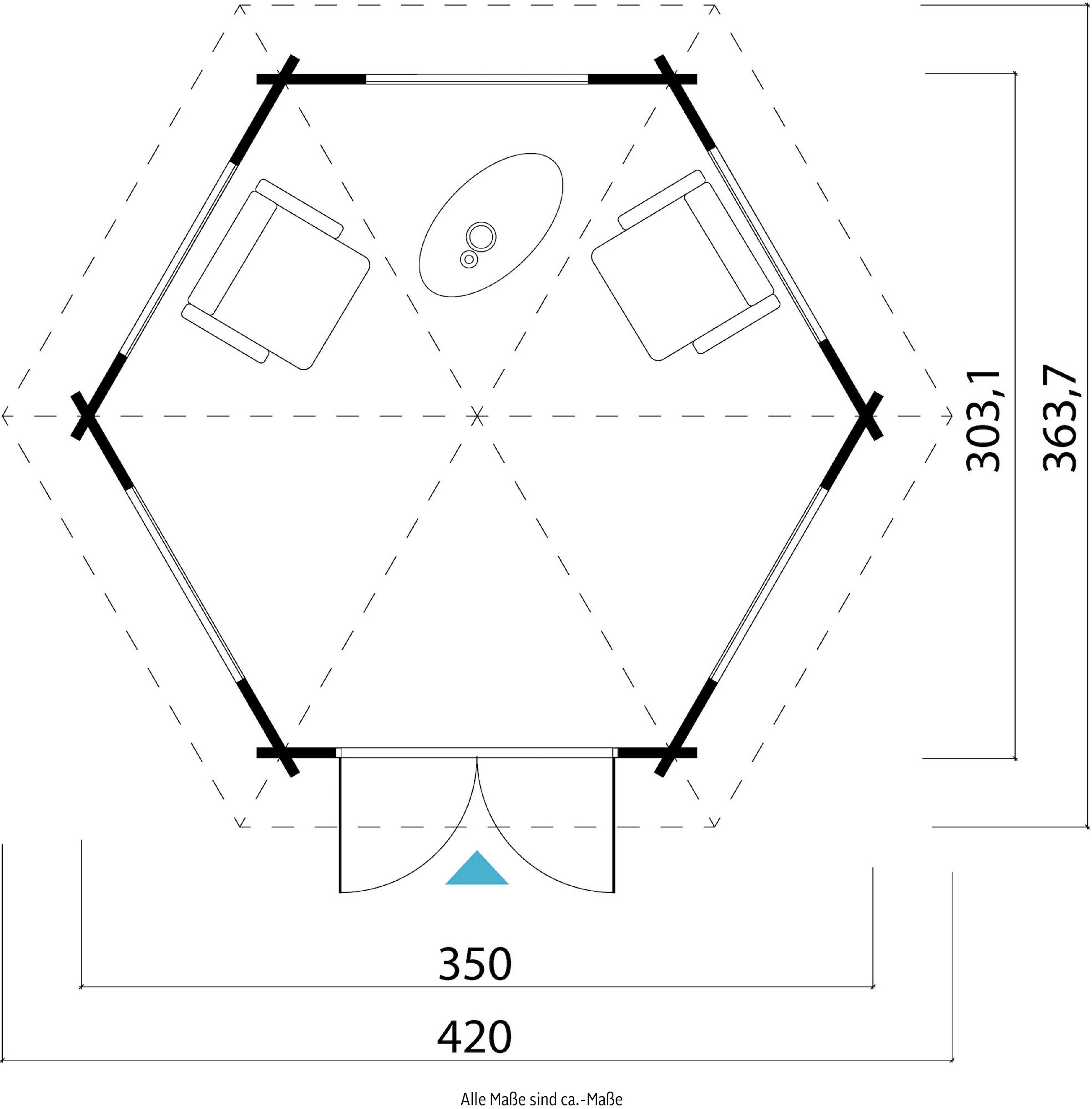 LASITA MAJA Pavillon »Ilmenau«, (Set, Inklusive Fußbodenbretter zum Verlegen), BxT: 420x363,7 cm, Fichtenholz
