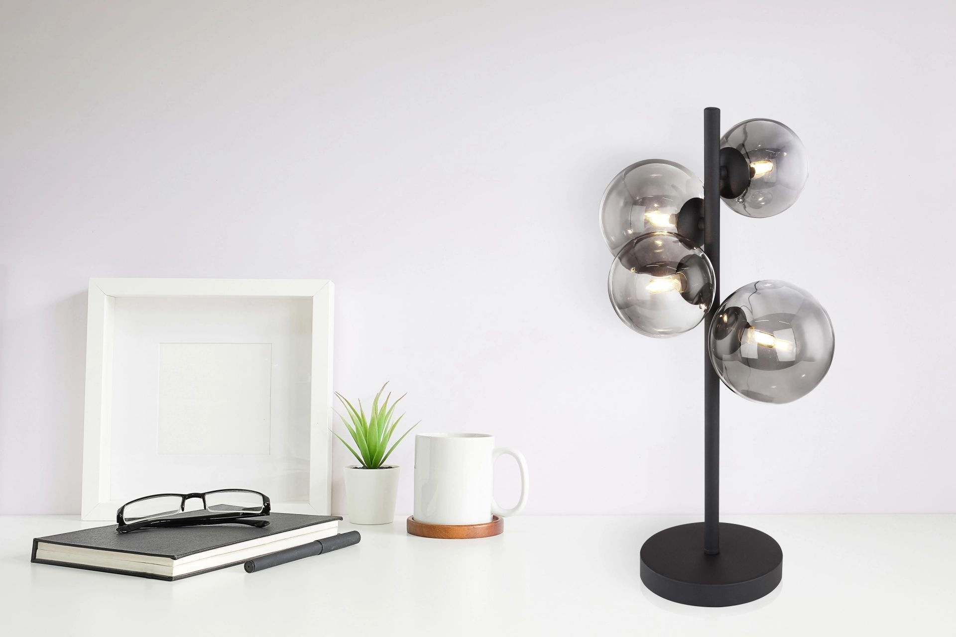GLOBO LIGHTING LED Tischleuchte »RIHA«, 4 flammig, Leuchtmittel G9 | LED wechselbar, vier glatte Rauchkugeln