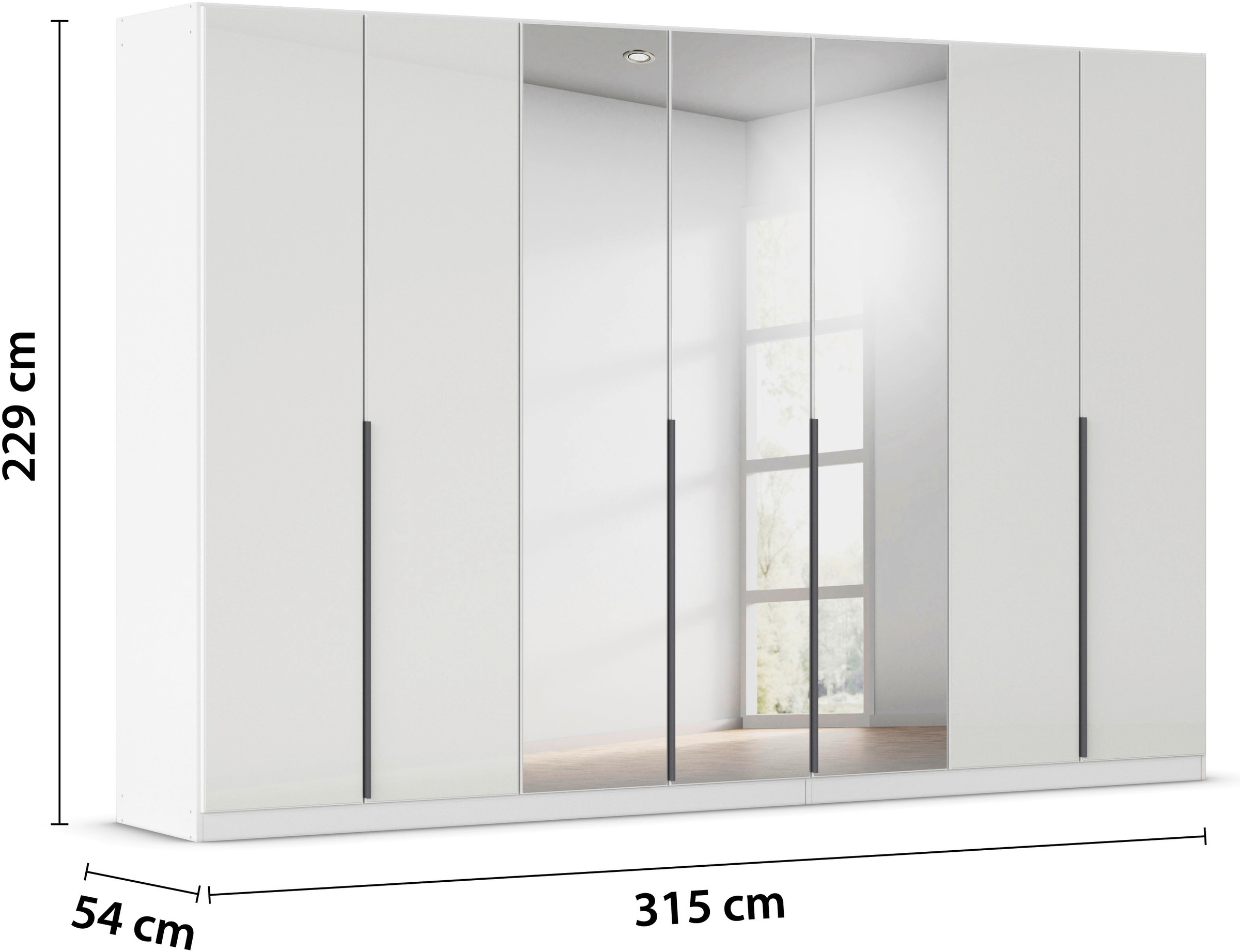rauch Drehtürenschrank »Kleiderschrank Kleiderschränke Schrank Garderobe AGORDO mit Glasfront«, (in zwei Griff-Farben), durchdachte Innenausstattung, in 6 Breiten und 2 Höhen MADE IN GERMANY