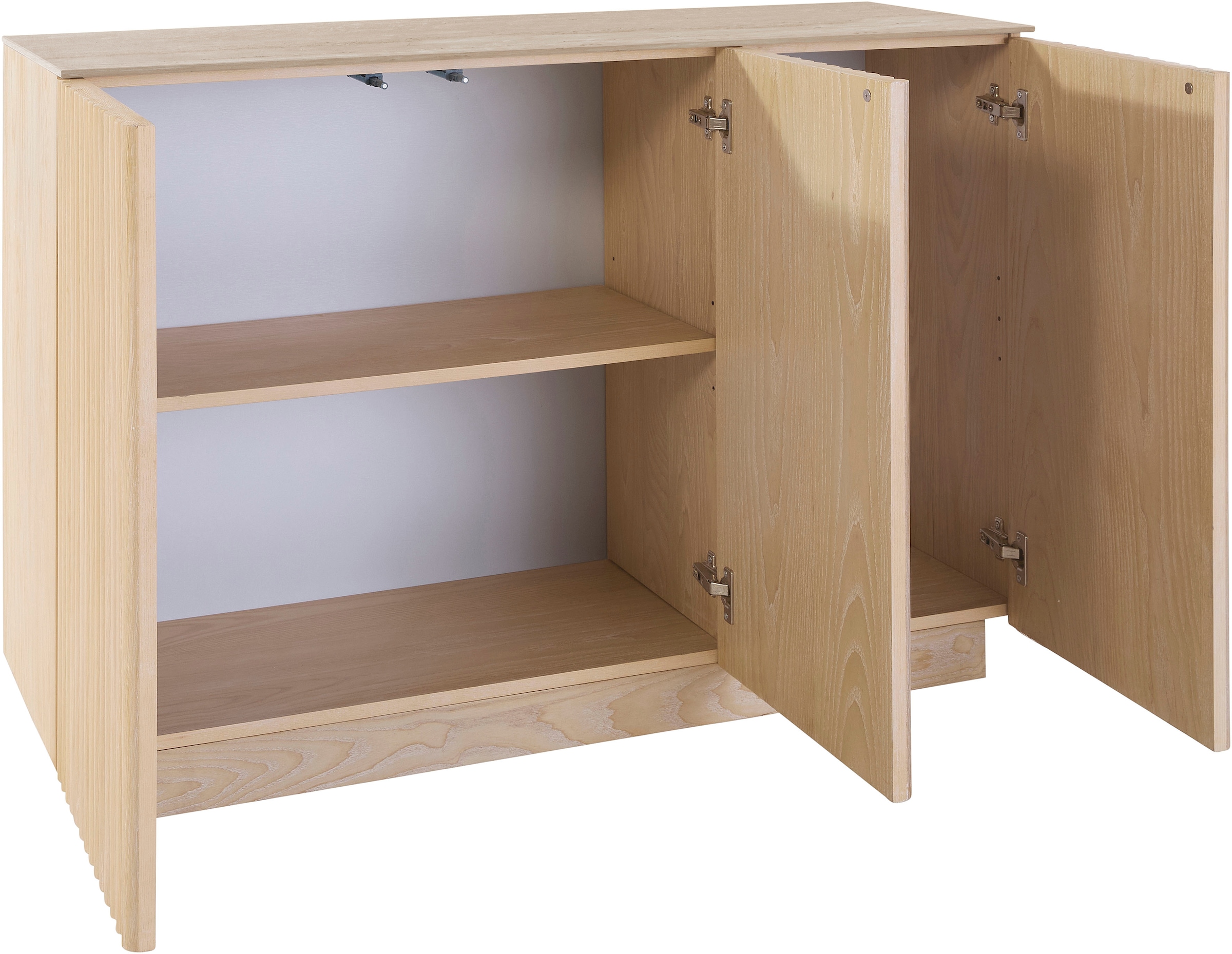 homsy by Ana Johnson Sideboard »Solva« Holzoptik aus Esche, geriffelte Front, Keramikplatte, Breite 119 cm
