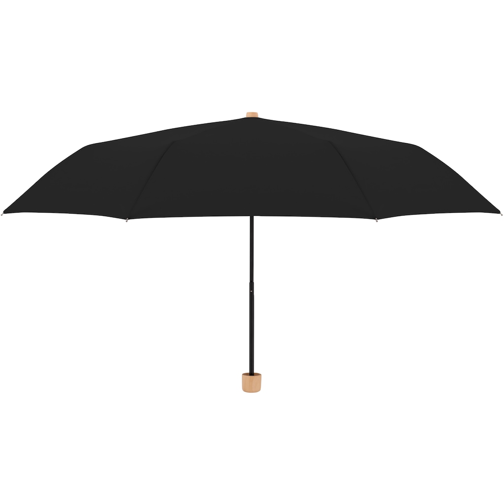 doppler® Taschenregenschirm »nature Mini, simple black«, aus recyceltem Material mit Griff aus FSC®- schützt Wald - weltweit