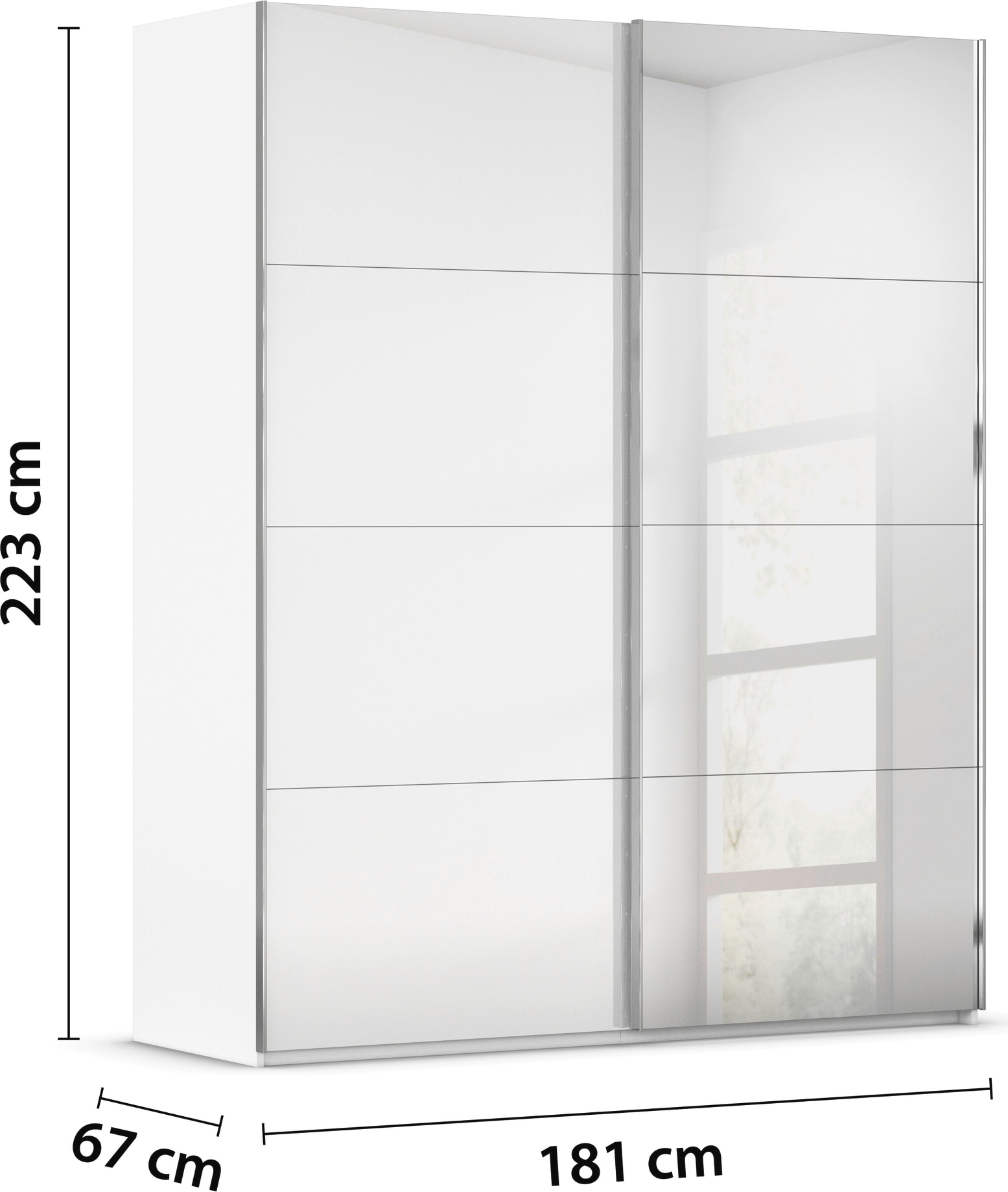 rauch Schwebetürenschrank »Kleiderschrank Schrank Garderobe Schlafzimmerschrank SCALE-FYRA« edle viergeteilte Türen Spiegel/Glas-Mix viele Farben MADE IN GERMANY