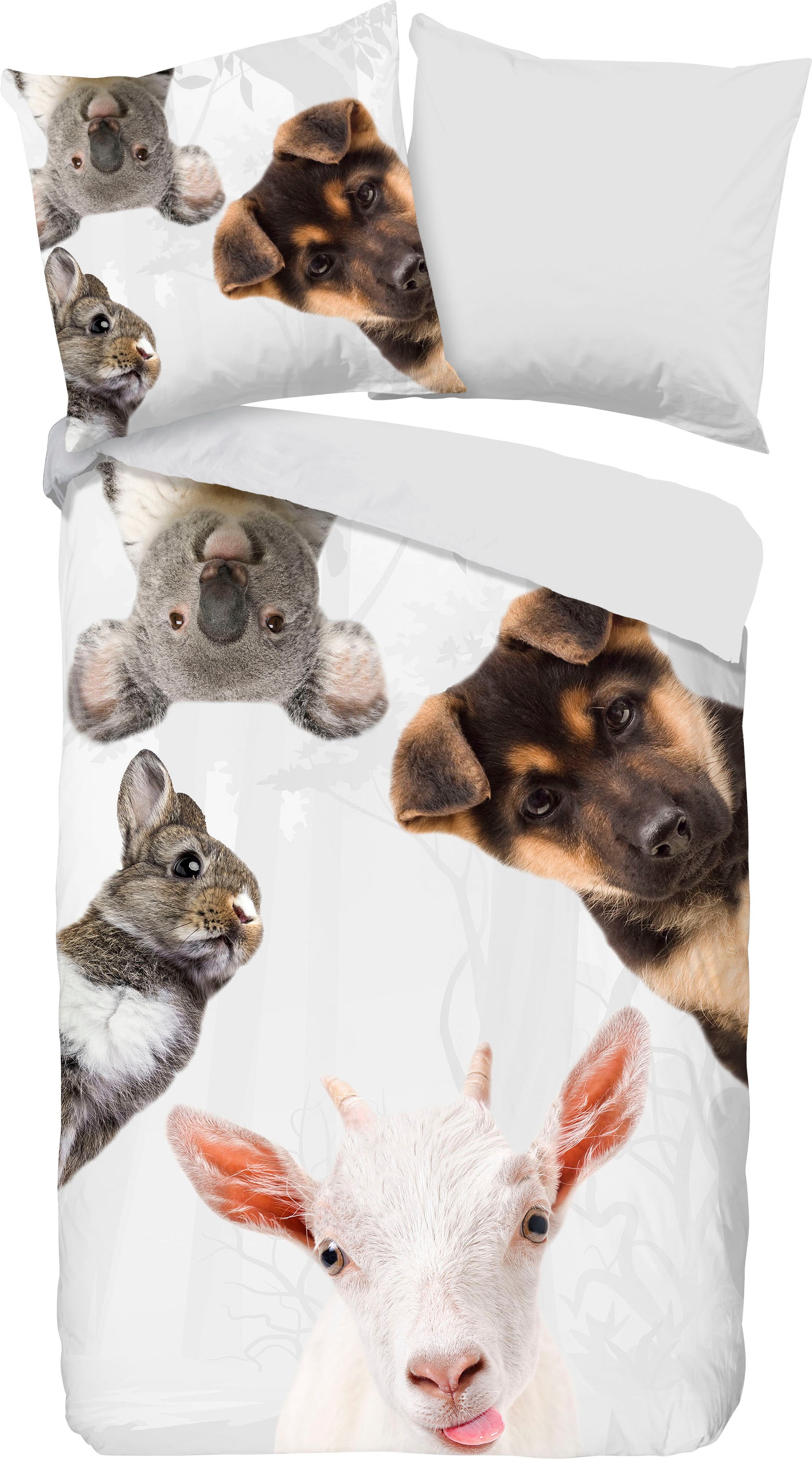 good morning Kinderbettwäsche »Semmie«, 100% Baumwolle, 135x200, Reißverschluss, Wendeoptik, Kind, Tier