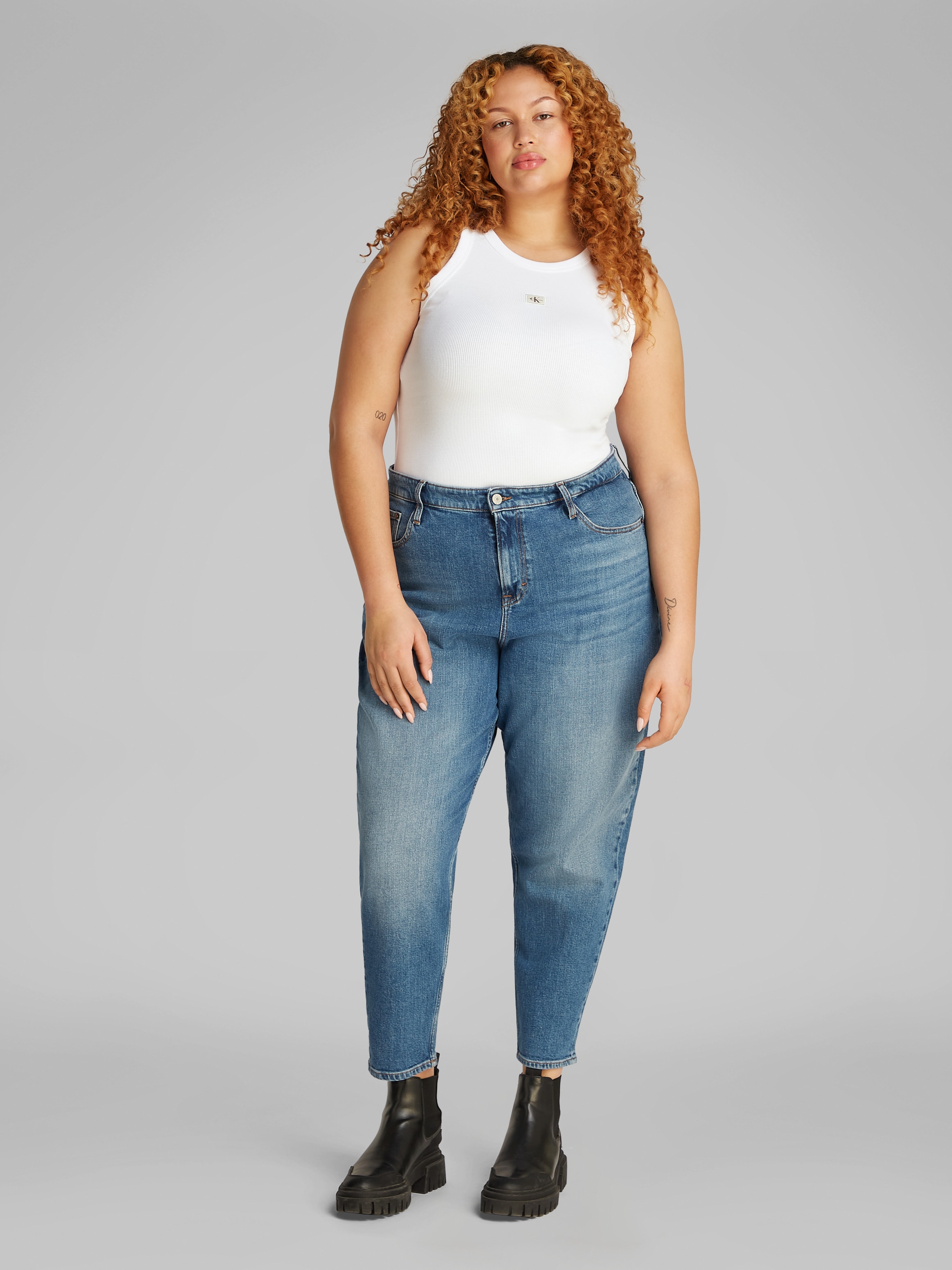 Calvin Klein Jeans Plus Tanktop »PLUS WOVEN LABEL RIB TANK TOP«, in großen Größen