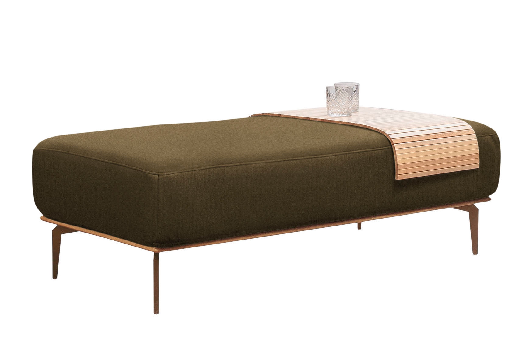 W.SCHILLIG Polsterhocker »run«, mit Holzsockel, Füße in Bronze pulverbeschichtet, Breite 150 cm