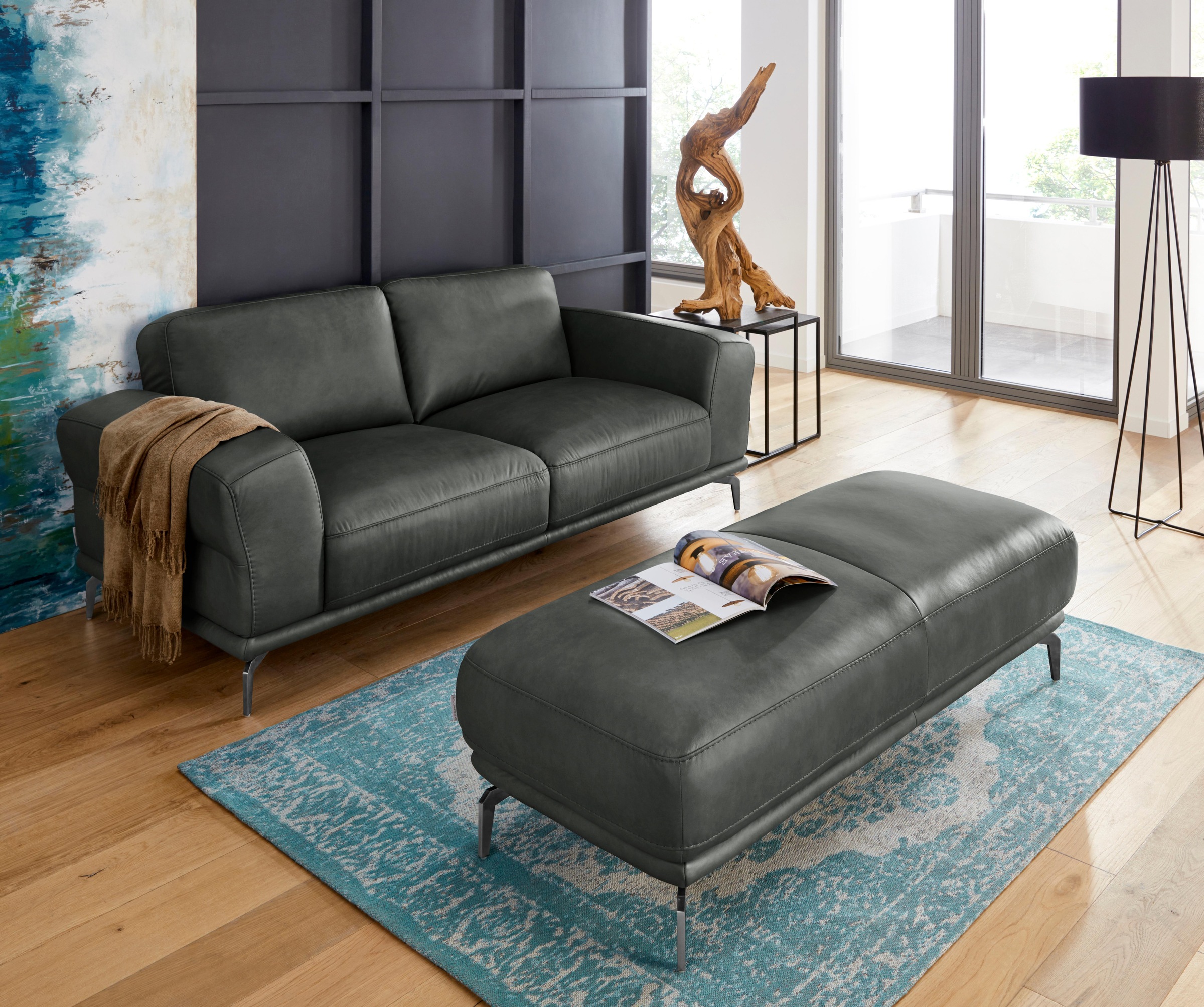 W.SCHILLIG Hocker »montanaa«, mit Metallfüßen in Schwarz pulverbeschichtet, Breite 141 cm