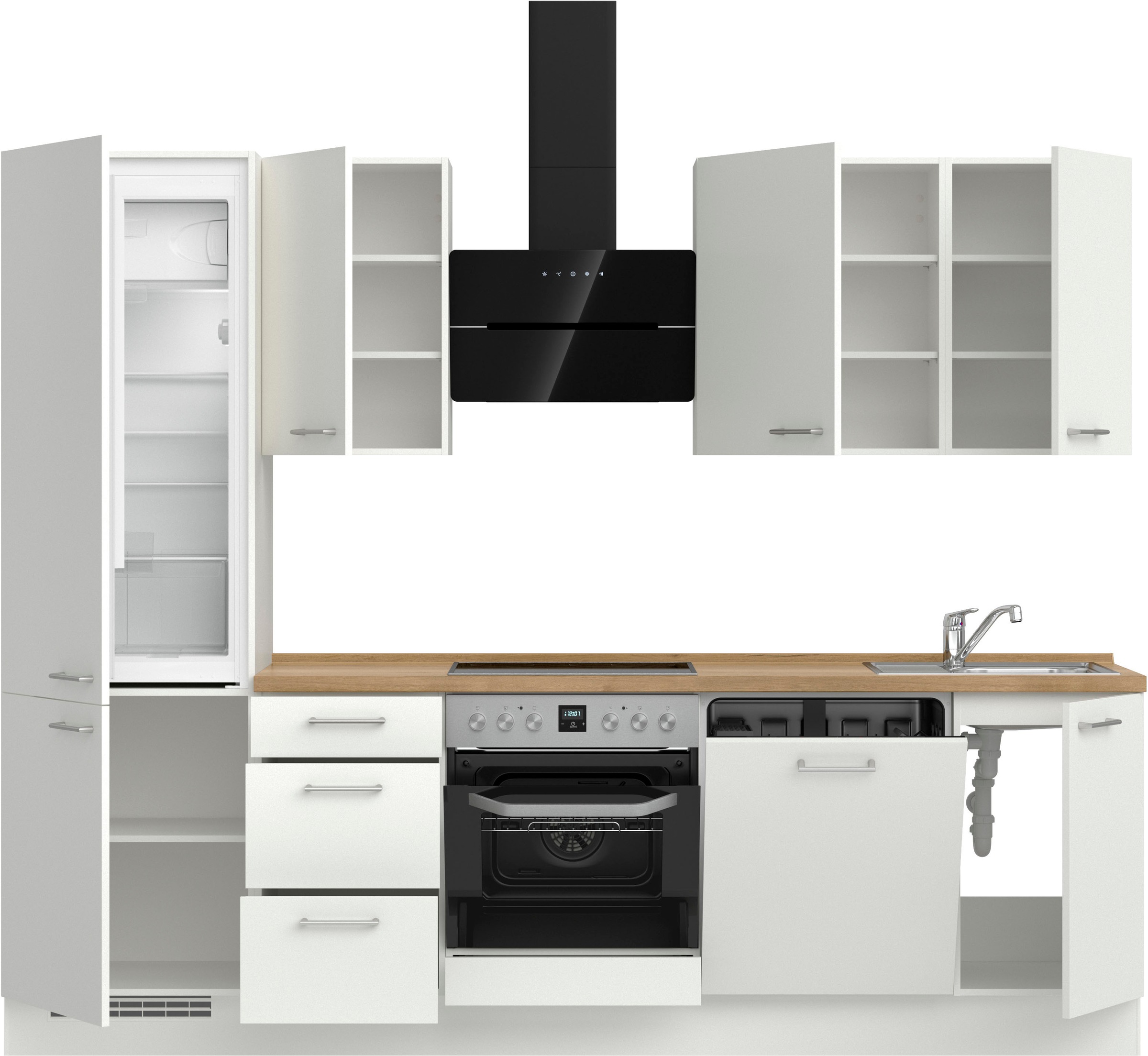 nobilia® Küchenzeile »"Laser II", Ausrichtung wählbar, Breite 270 cm« vormontiert, wahlw. mit unterschiedlichen E-Geräten-Sets