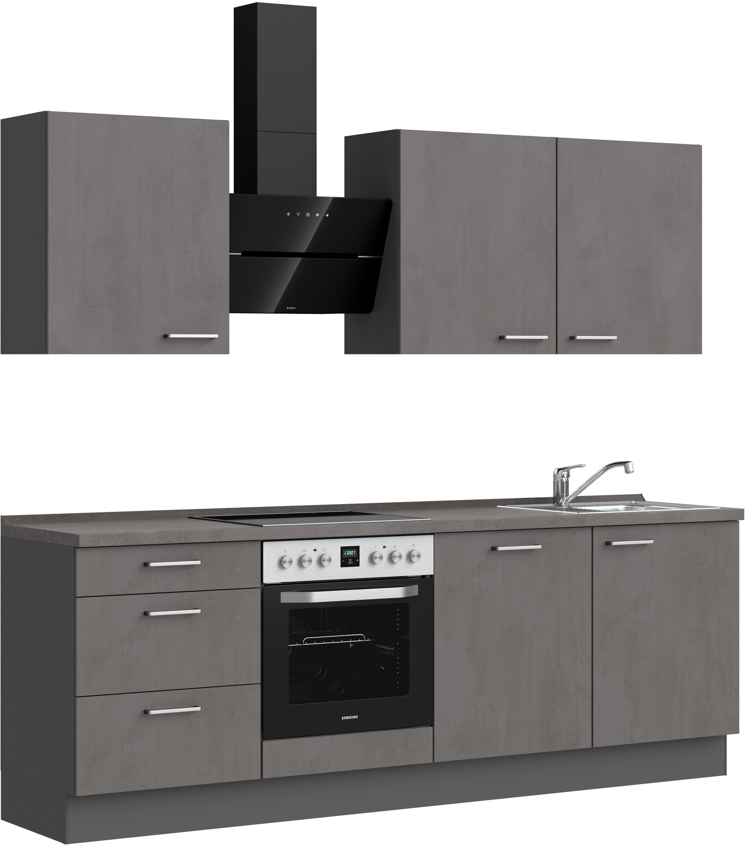 nobilia® Küchenzeile »"Riva II"«, vormontiert, Ausrichtung wählbar, Breite 240 cm, wahlw. mit E-Geräten
