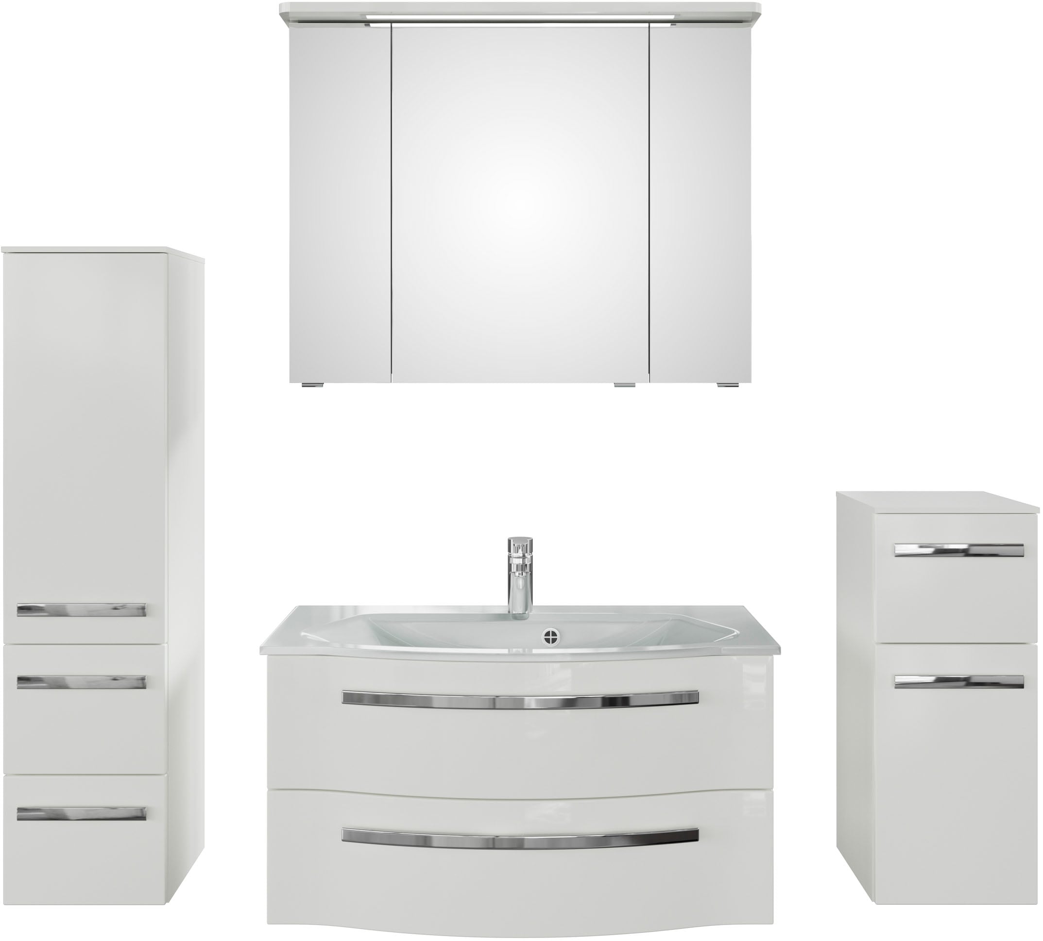 Saphir Badmöbel-Set »Serie 4005, vormontiert, Glaswaschbecken, Spiegelschra günstig online kaufen