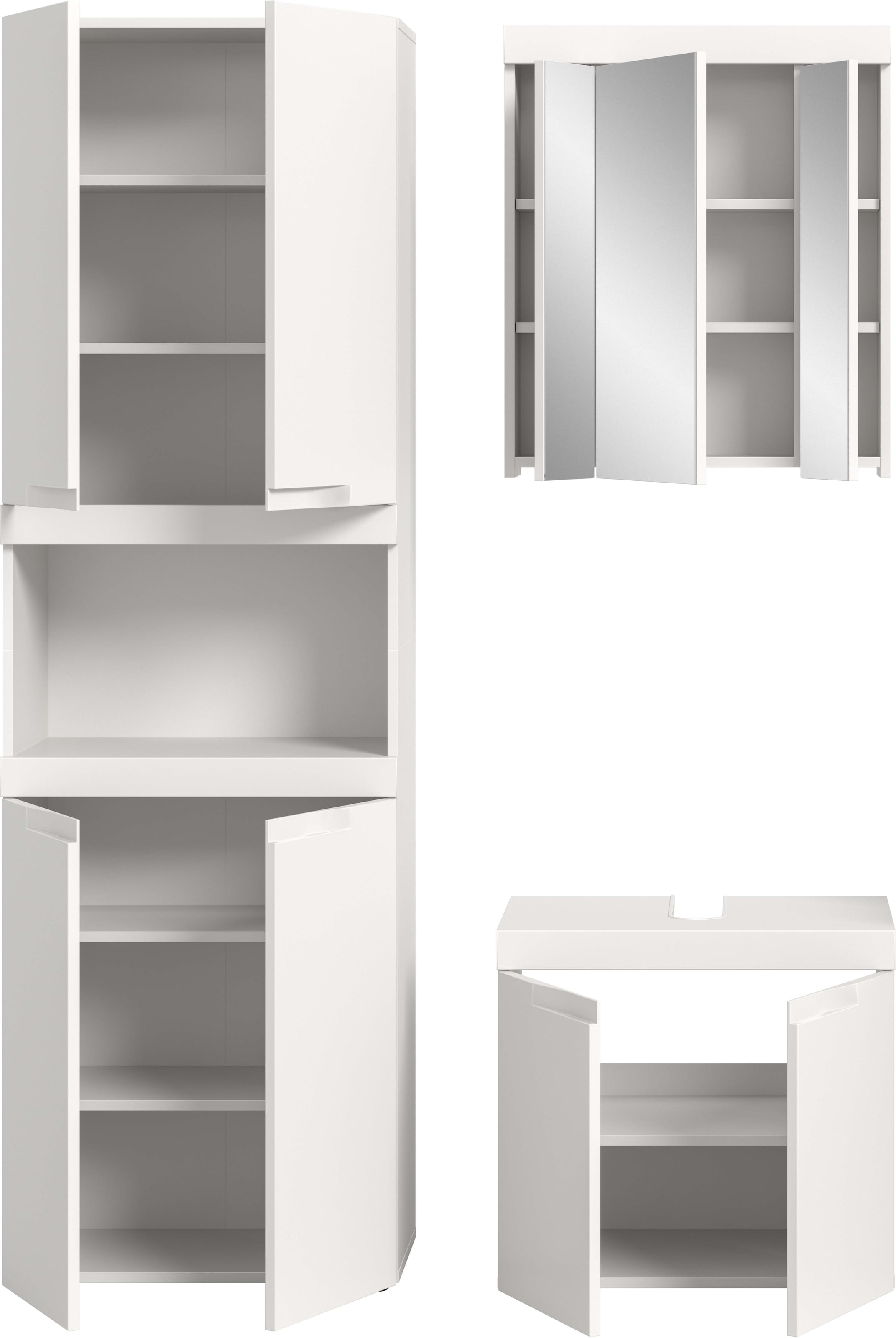 OTTO home Badmöbel-Set »MAOI, 3-tlg. Badkombi, hochwertige MDF Front, optional mit Beleuchtung«