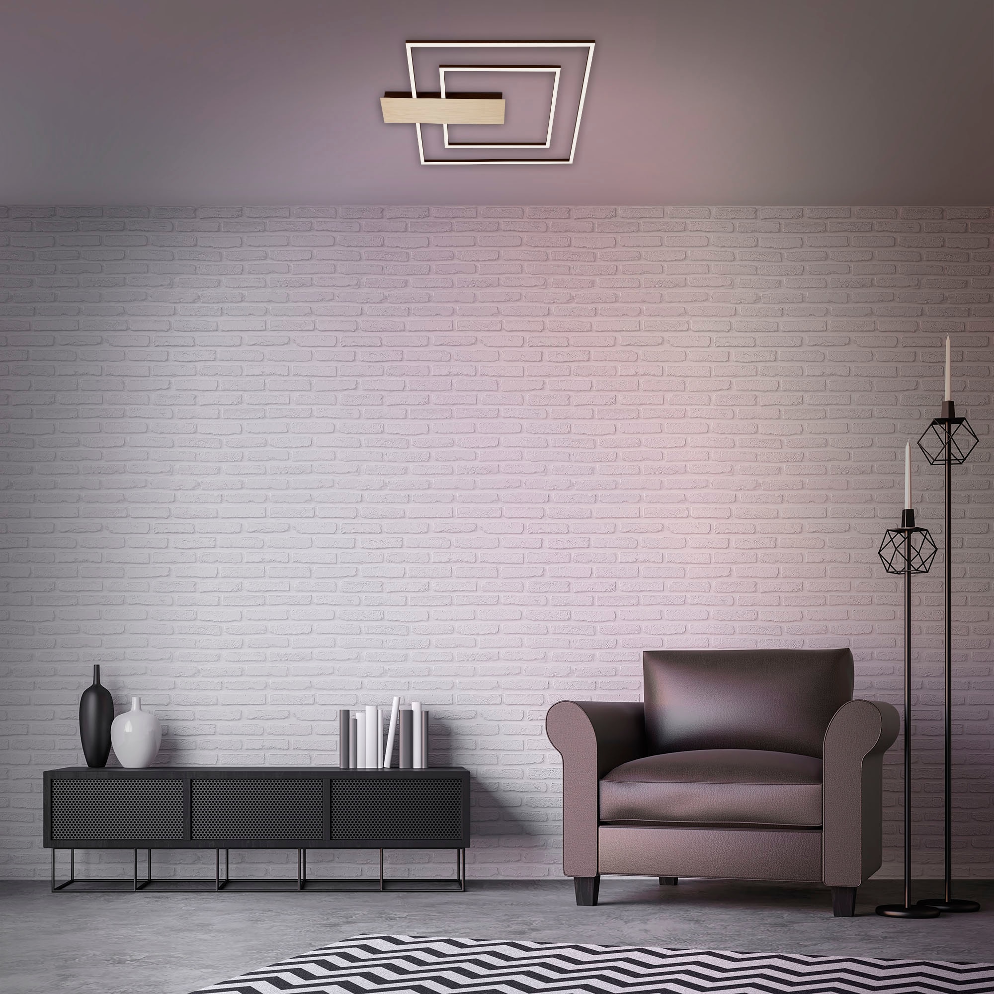 Briloner Leuchten Deckenleuchte »Deckenleuchte NICO DUO«, Leuchtmittel LED-Modul | LED fest integriert, Deckenlampe dimmbar 25W 3000lm 3000K 57x48x4cm gold für Wohnzimmer