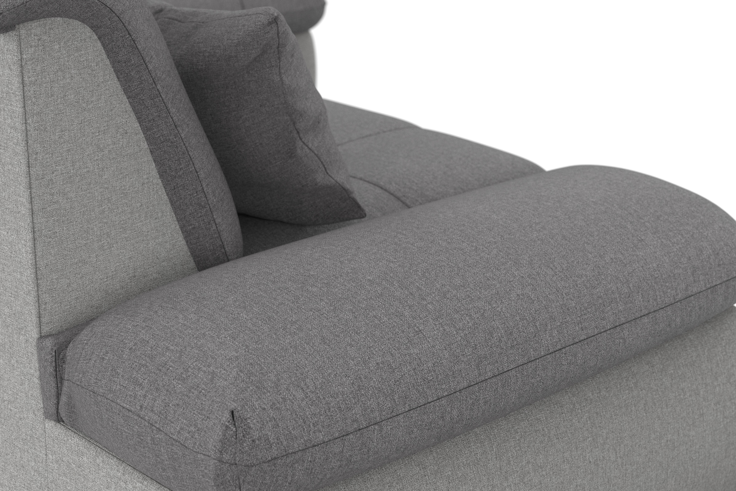 DOMO collection Ecksofa »Moric, L-Form, XXL-Sofa - Breite 300cm«, wahlweise mit Bettfunktion und Armteilverstellung, silber-grau
