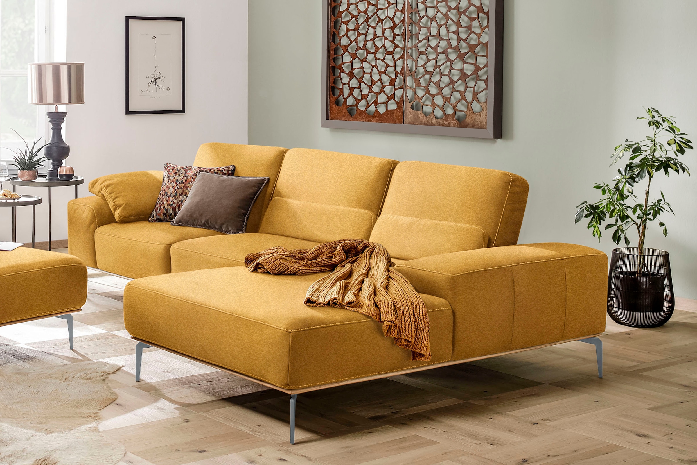 W.SCHILLIG Ecksofa "run", mit elegantem Holzsockel, Füße in Silber matt, Br günstig online kaufen