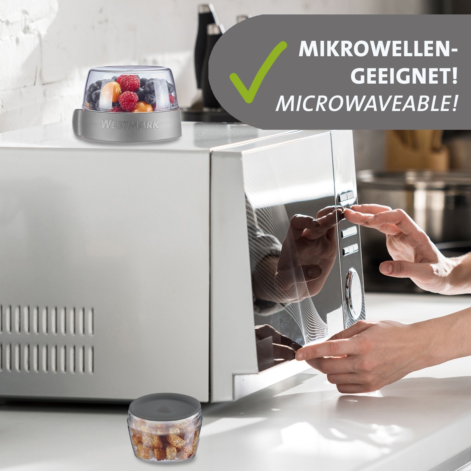 WESTMARK Mehrwegbecher, (1 tlg.), Müsli-, Lunchbehälter, To Go, 200 + 600 + 350 ml, Made in Germany